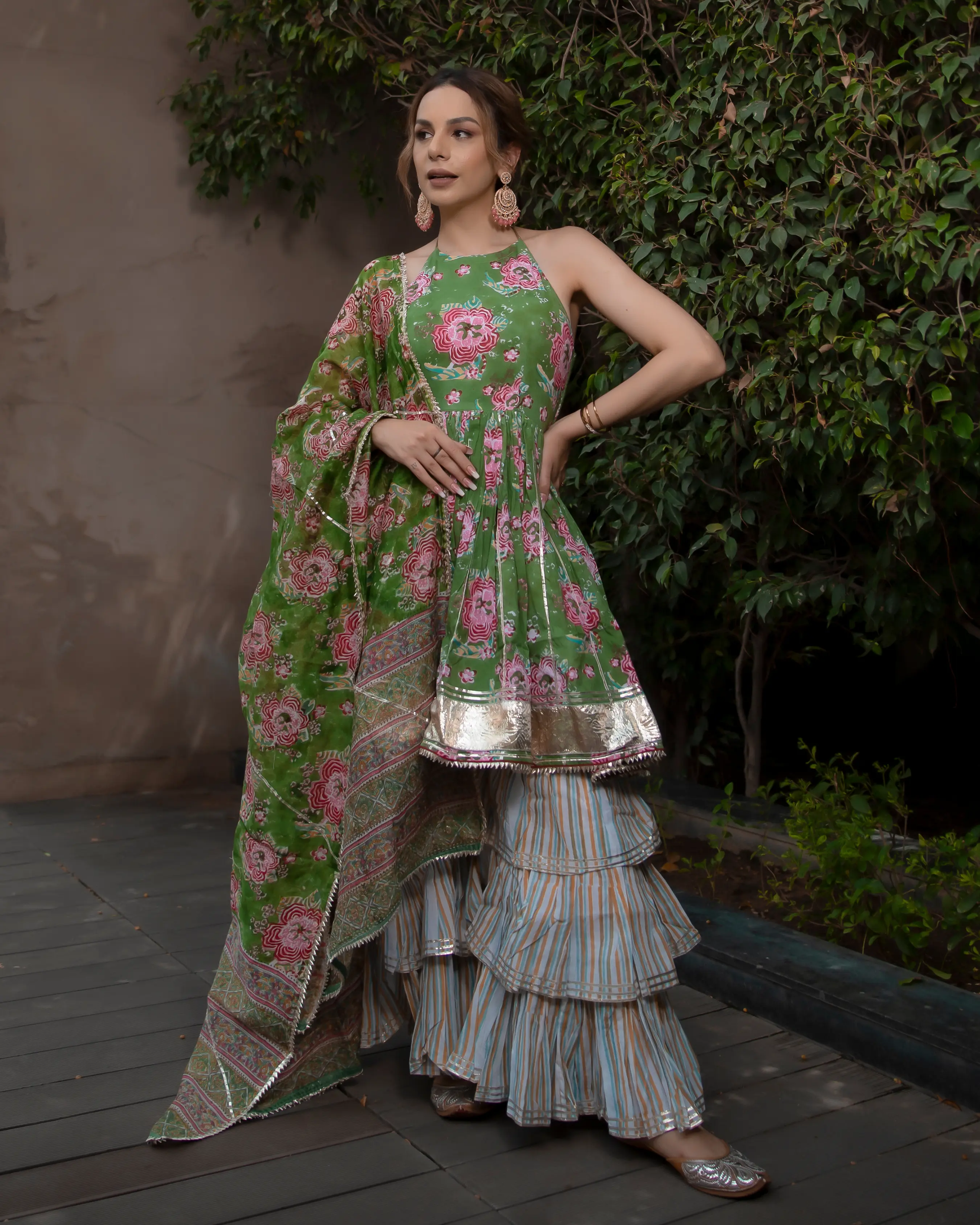 Secret Garden Handblock Gota Sharara Set My Store