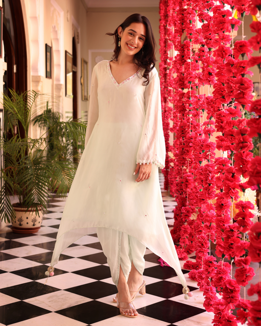 Feral Mint Green Hand Embroidered Silk Coord Set Quick Cart