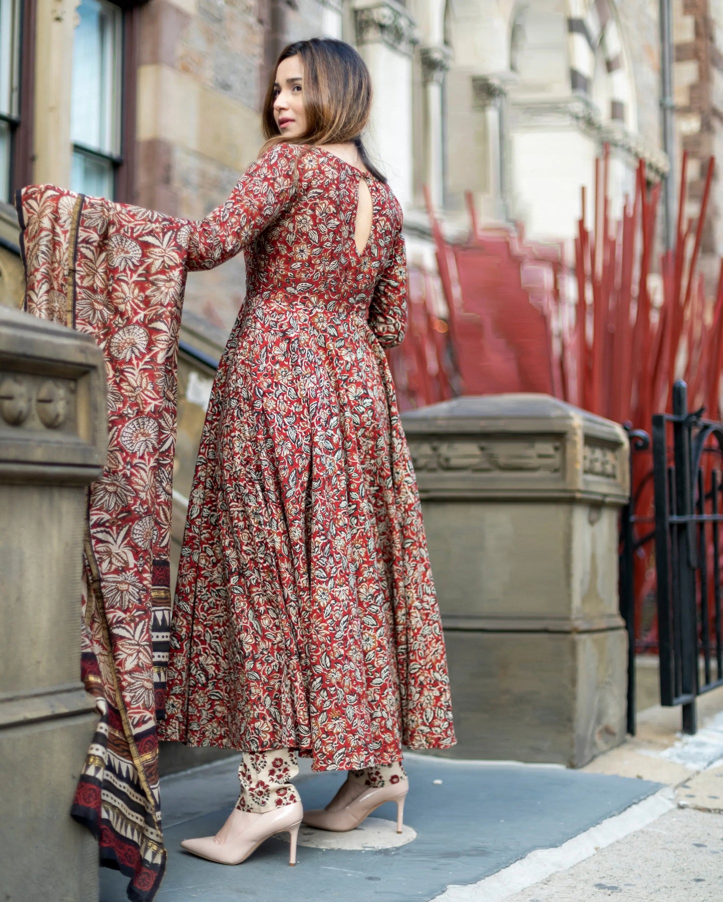 Tawny Brown Handblock Suit Set My Store