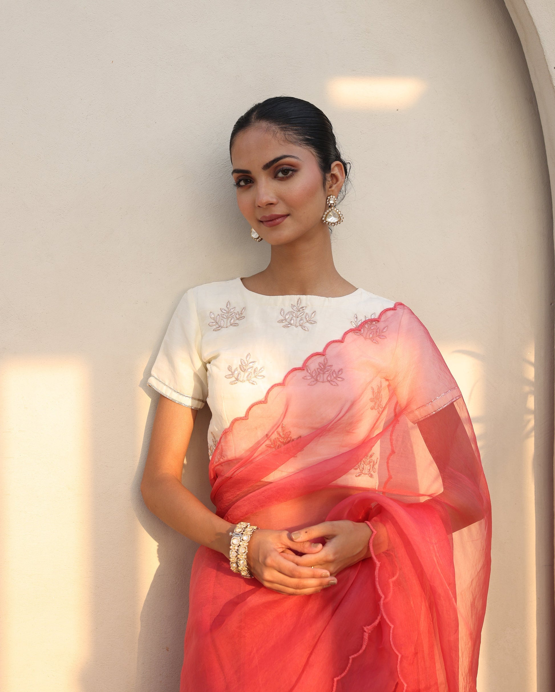 Tara White Chanderi Gotapatti Blouse My Store