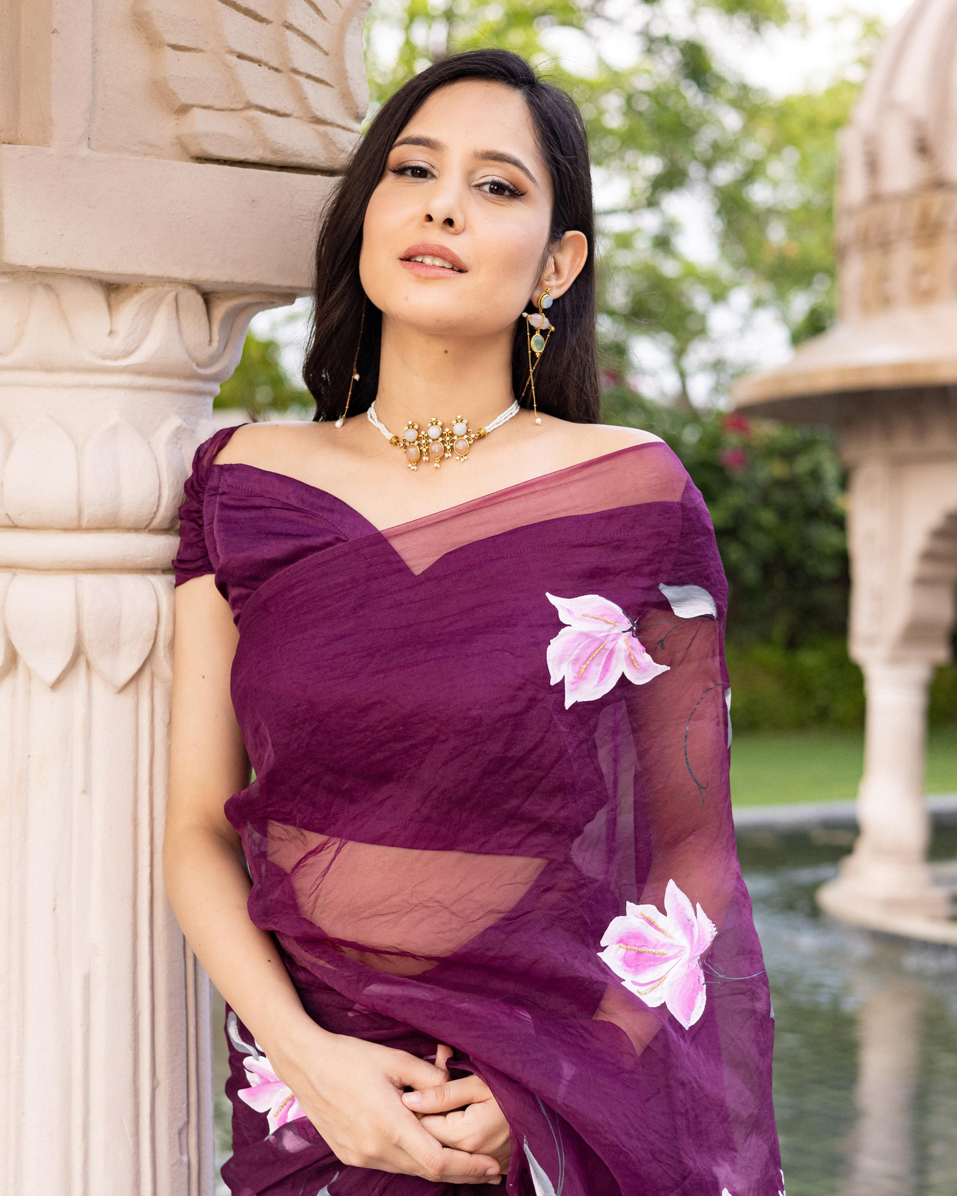 Ragmala Handpainted Organza Saree My Store