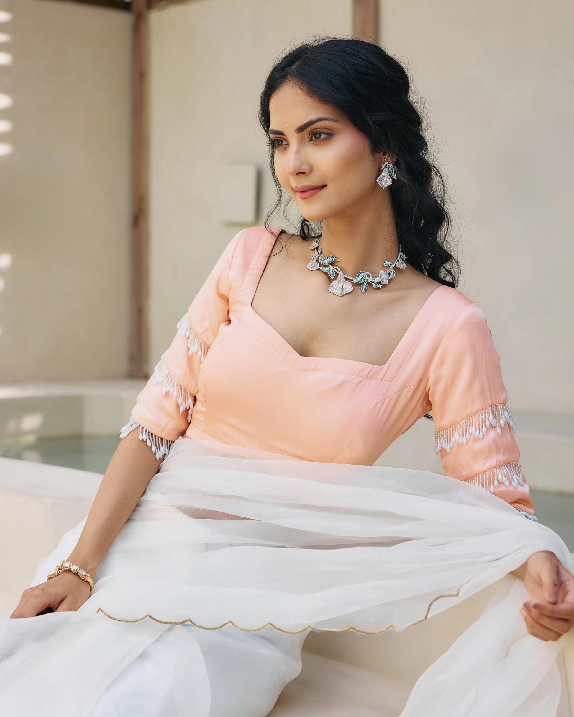 Breezy Belle Peach Satin Blouse My Store