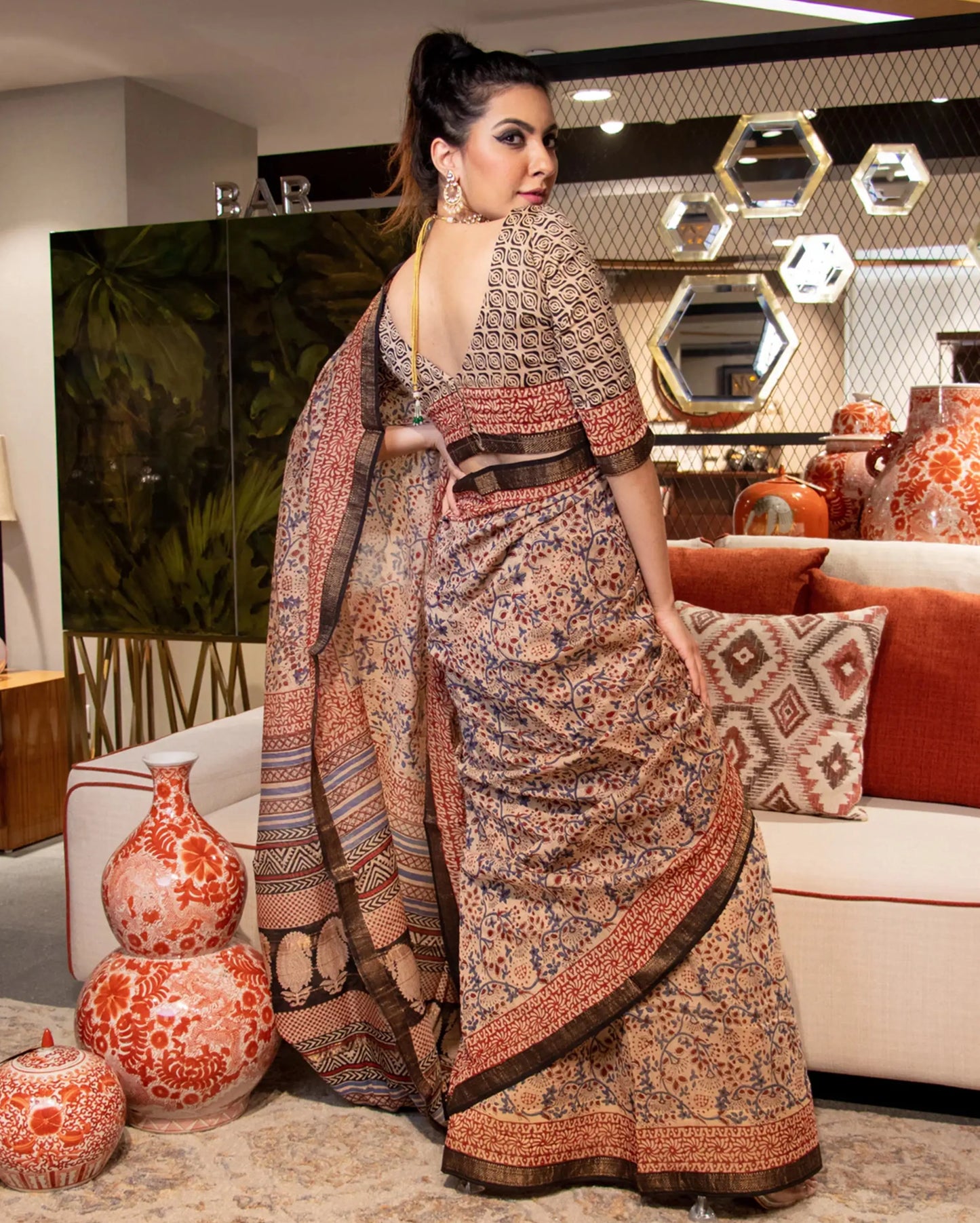 Mahnoor Handblock Chanderi Silk Saree My Store