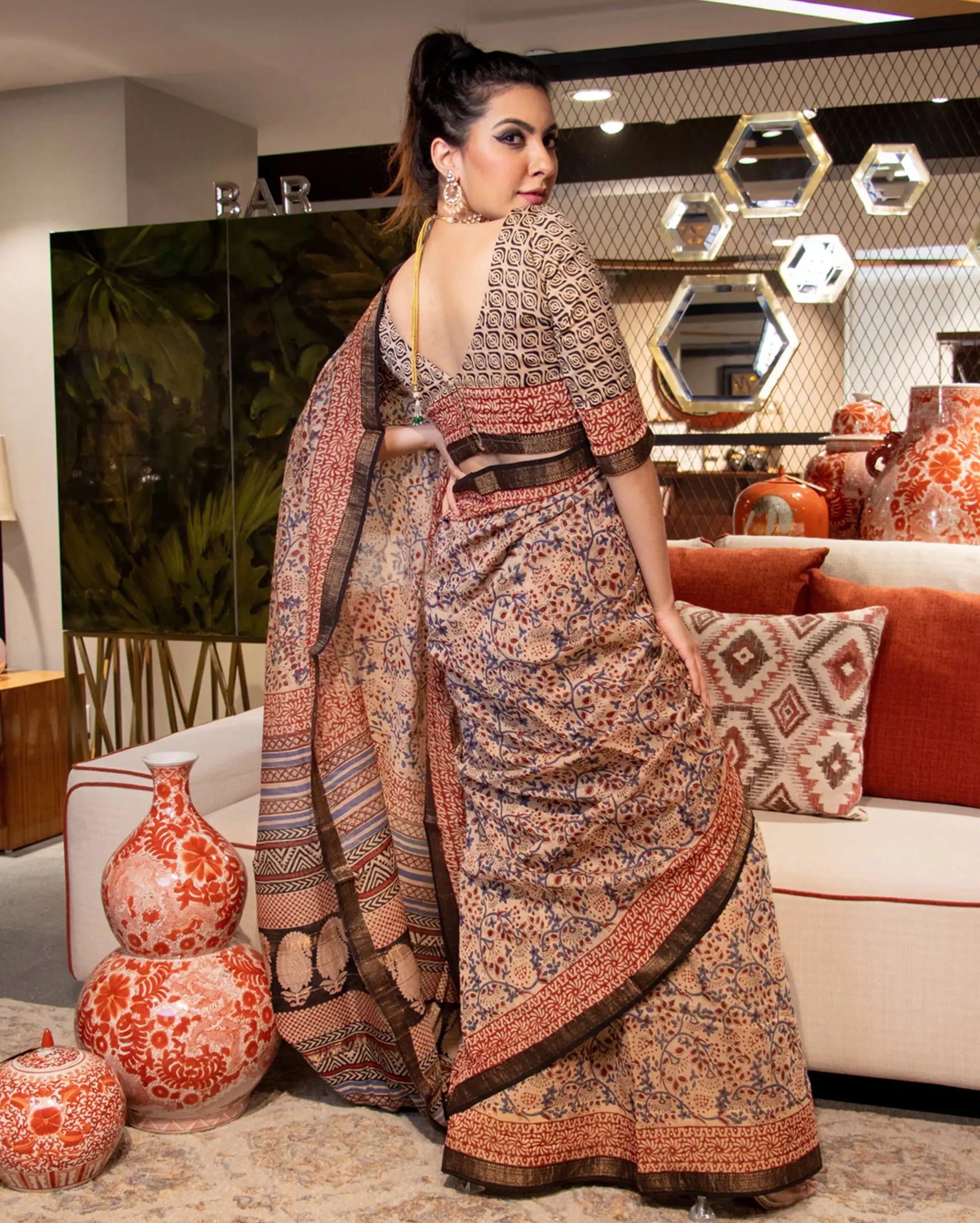 Mahnoor Handblock Chanderi Silk Saree My Store