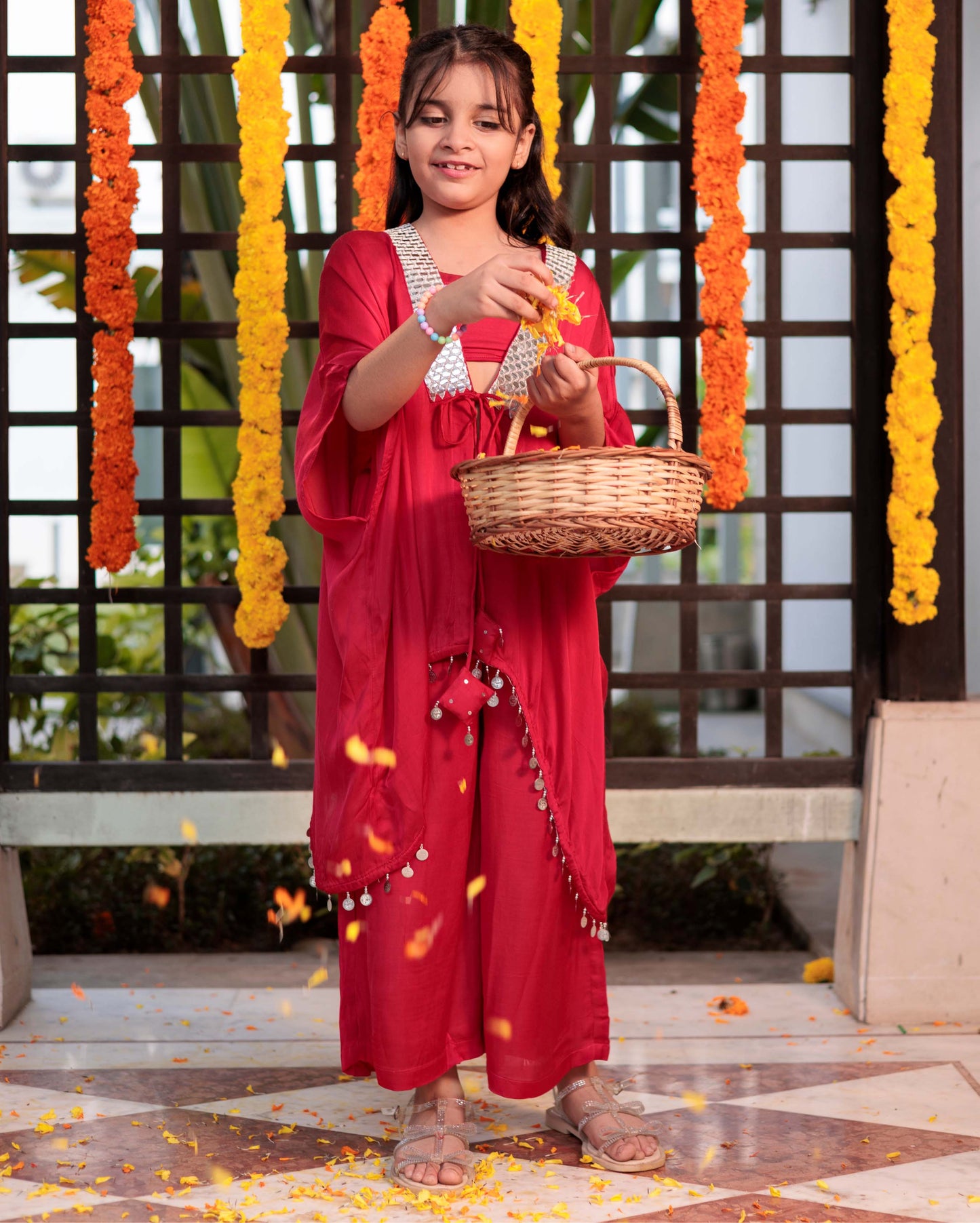 Rosy Reverie Red Satin Coord Set My Store