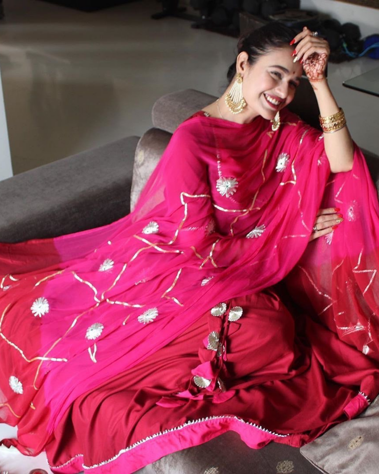 Maroon Pink Gotapatti Suit Set Quick Cart