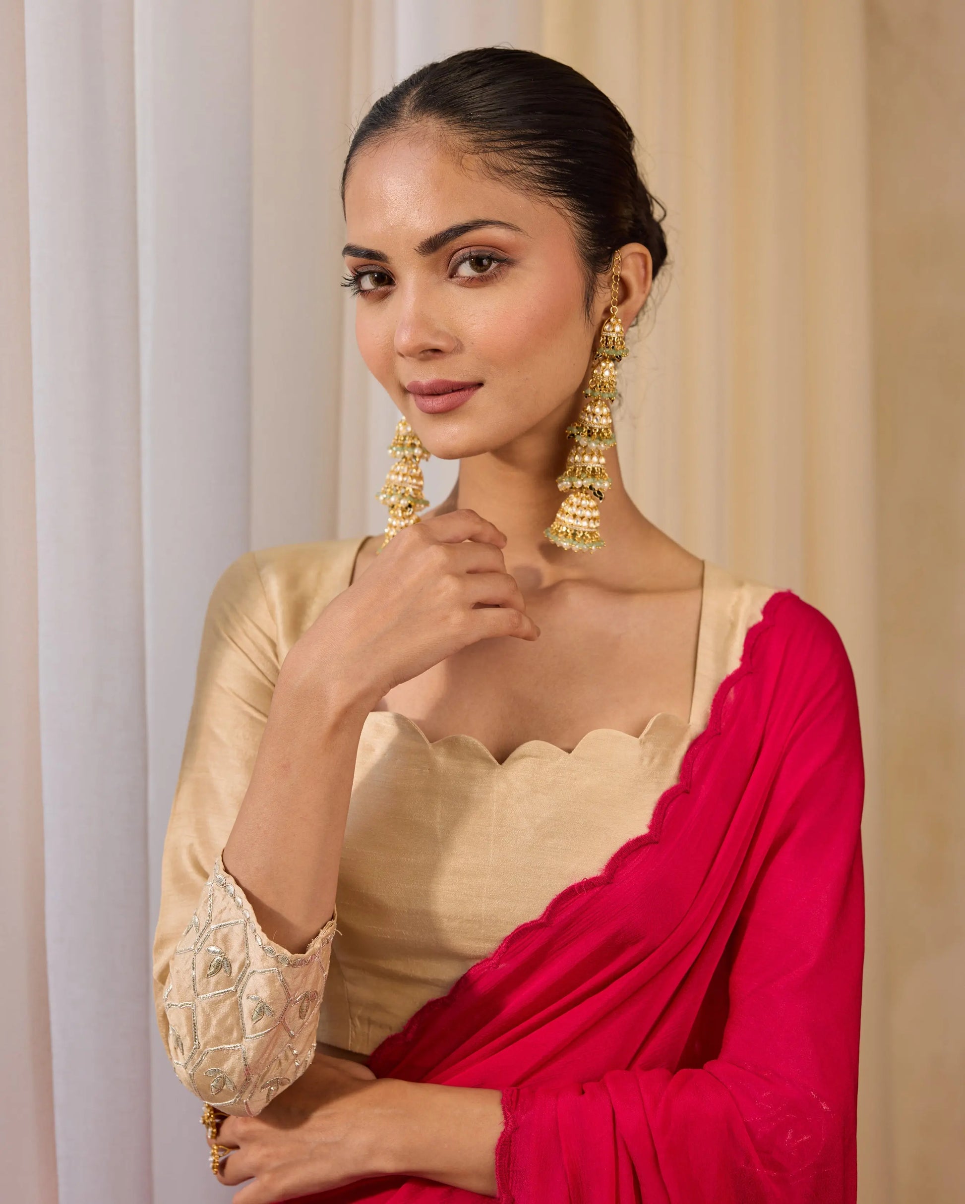 Ivory Charm Beige Silk Gotapatti Blouse My Store