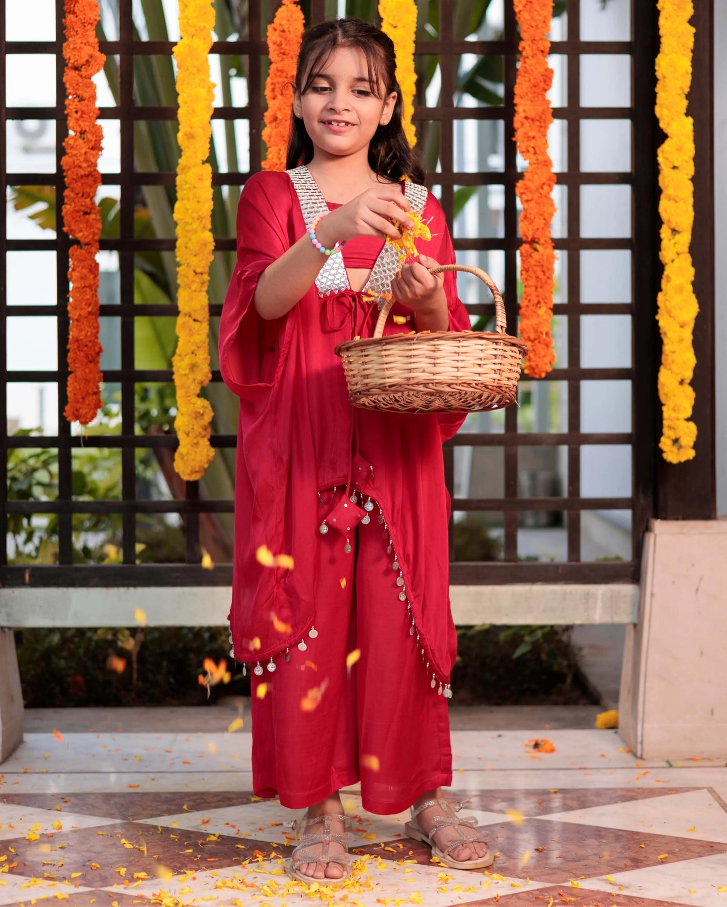 Rosy Reverie Red Satin Coord Set My Store