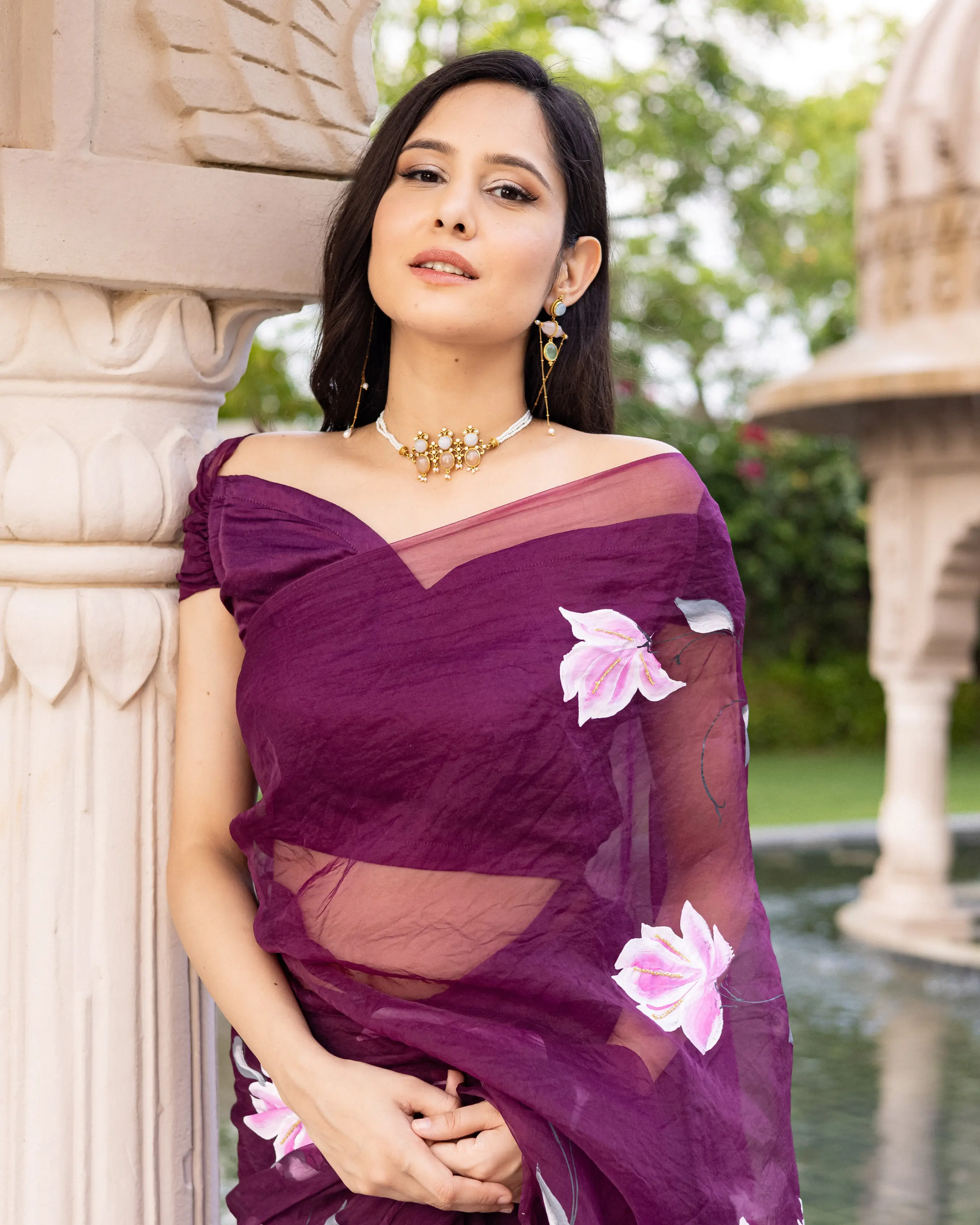 Ragmala Handpainted Organza Saree My Store