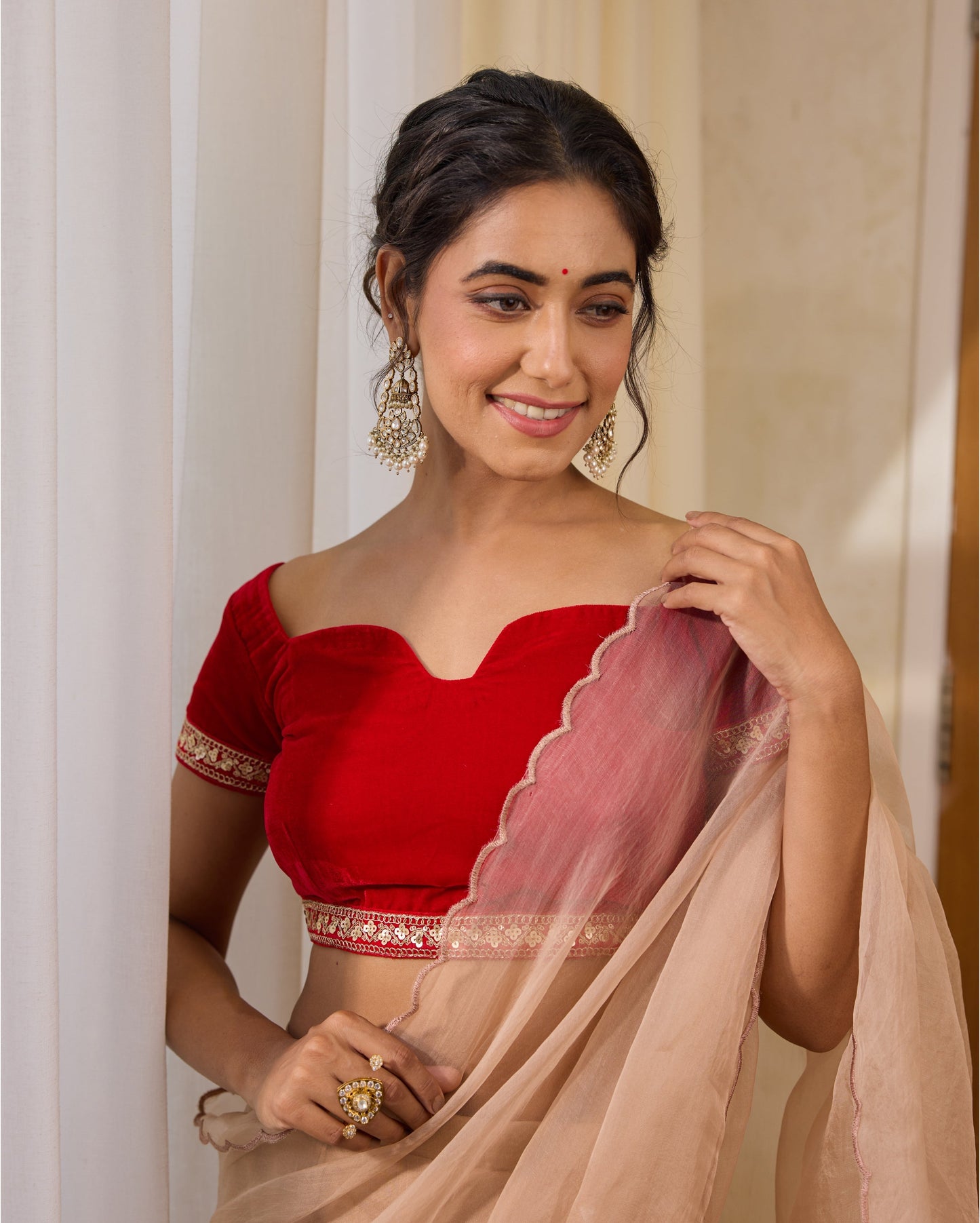 Rose Red Velvet Blouse My Store