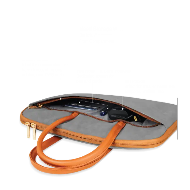 Fingers LuxuryLink-B1 Elegant Laptop Bag with Stylish Handle Fits 15" Laptops & Tablets, Premium Suede