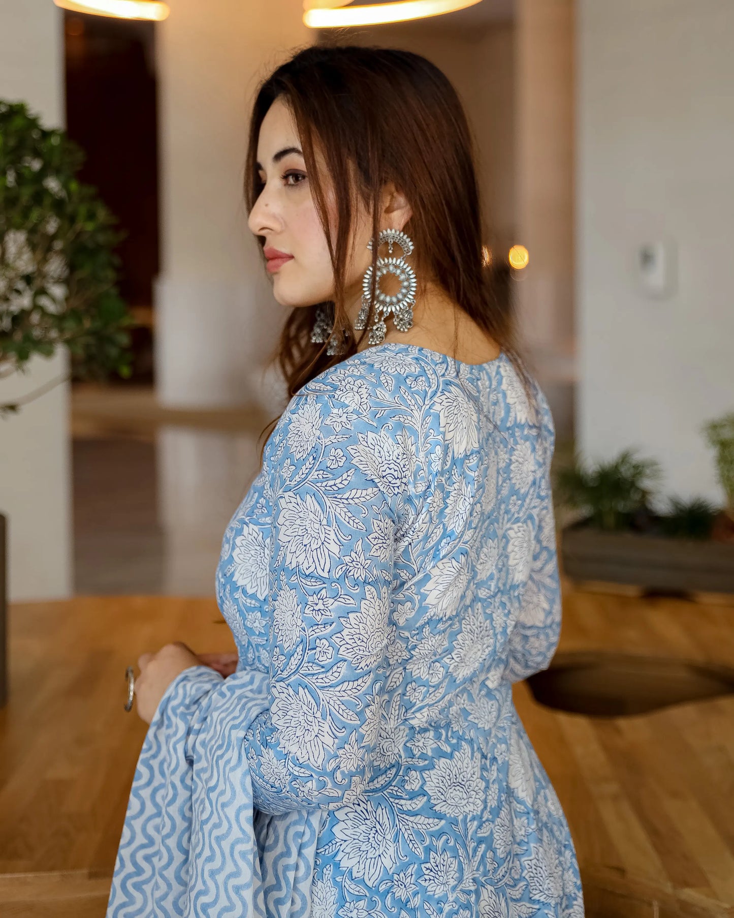 Cornflower Blue Handblock Suit Set My Store