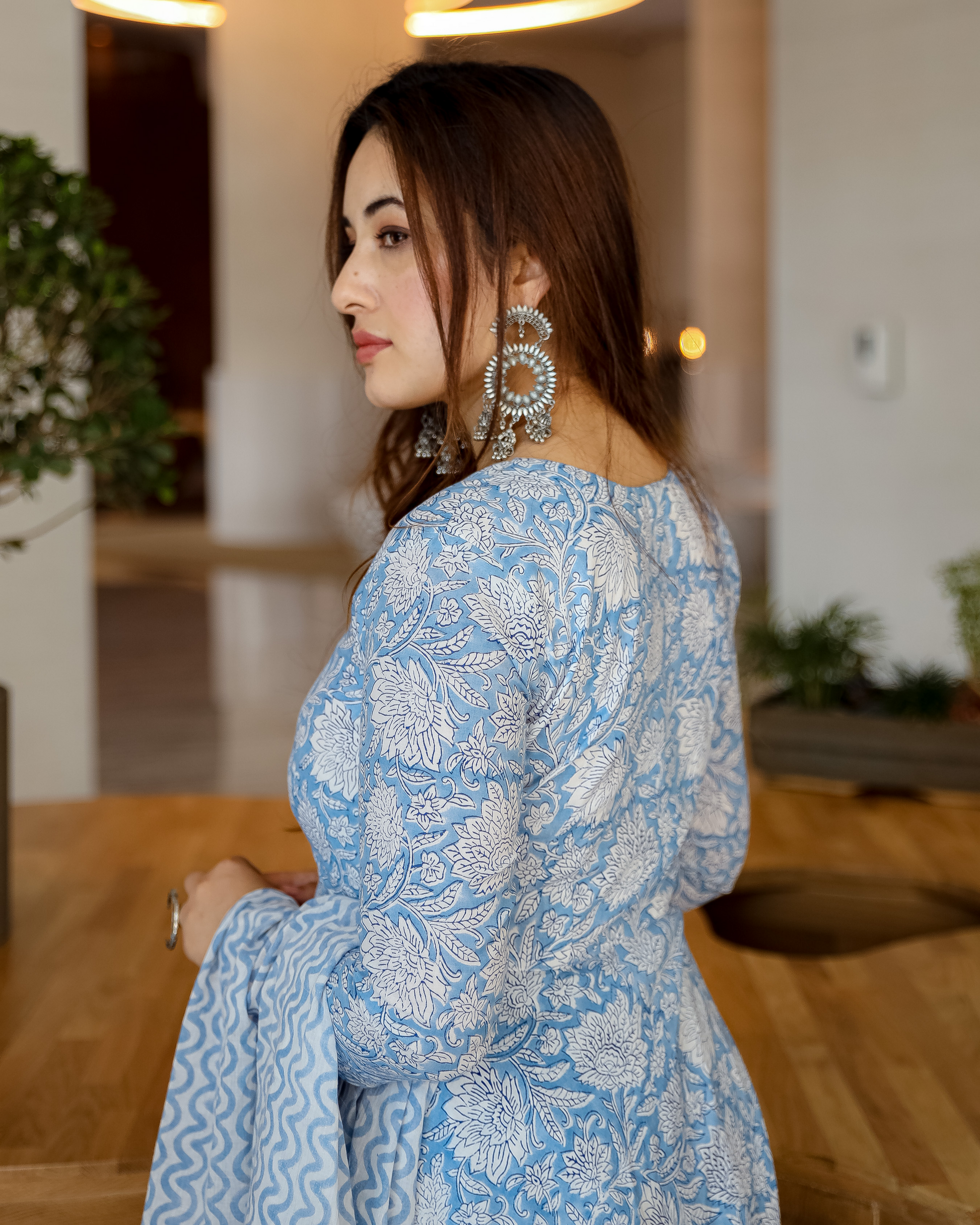 Cornflower Blue Handblock Suit Set My Store