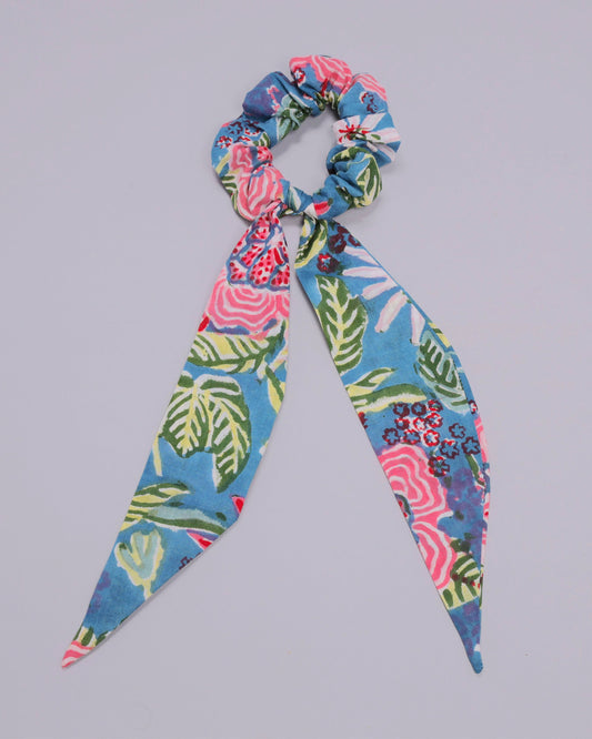 Ethereal Blue Handblock Scarf Scrunchie My Store