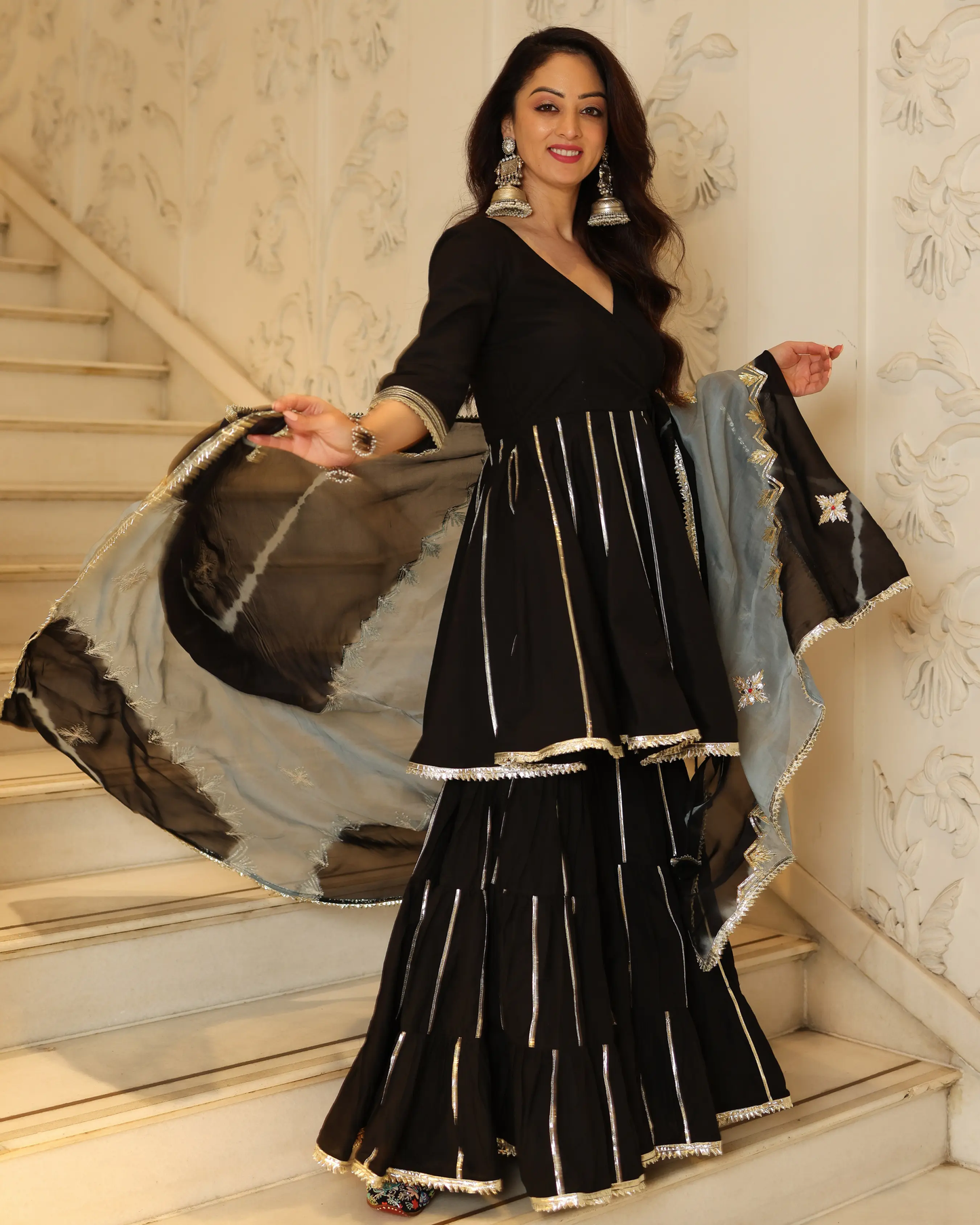 Polar Black Gotapatti Sharara Set My Store