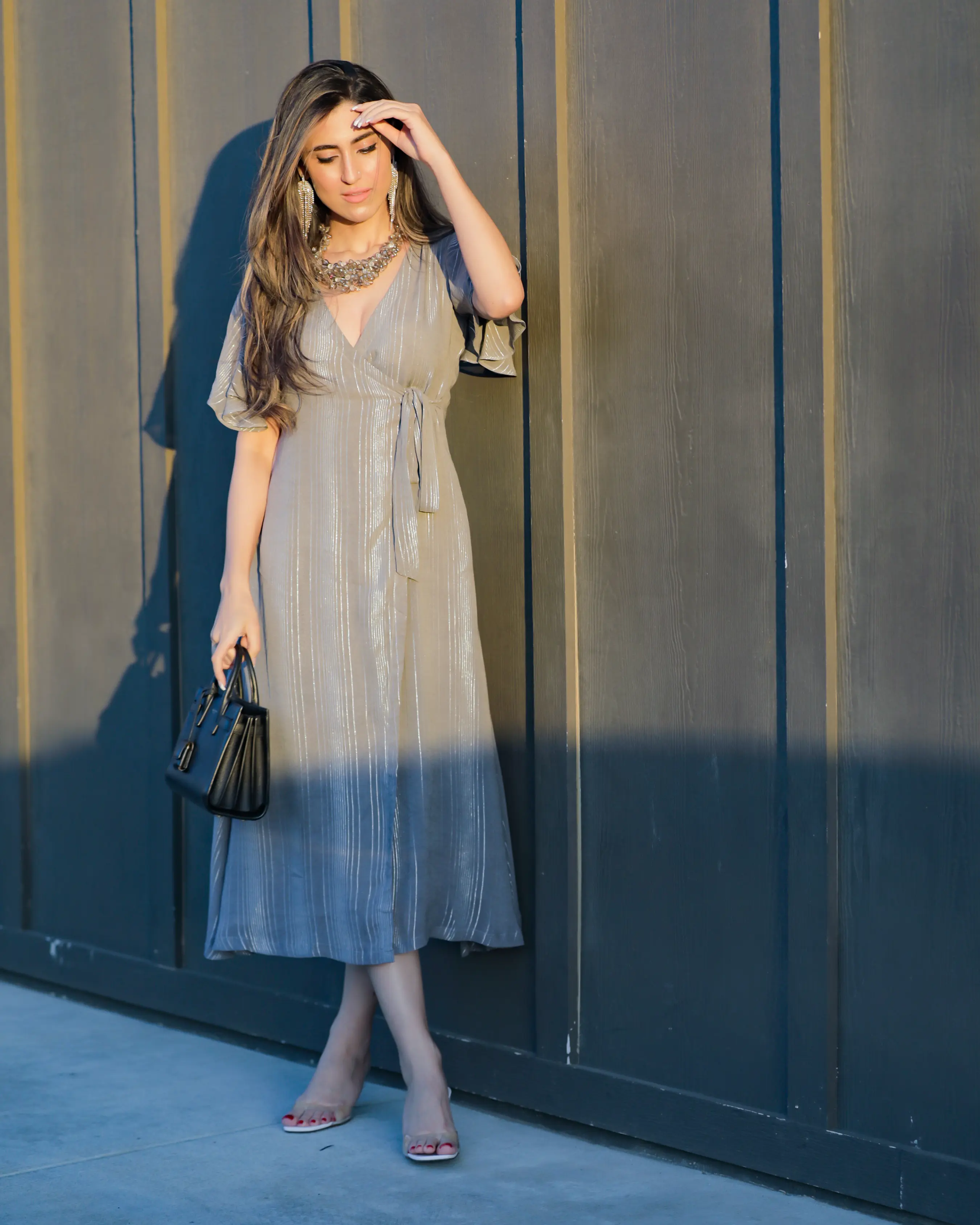 Evening Dove Lurex Dress My Store