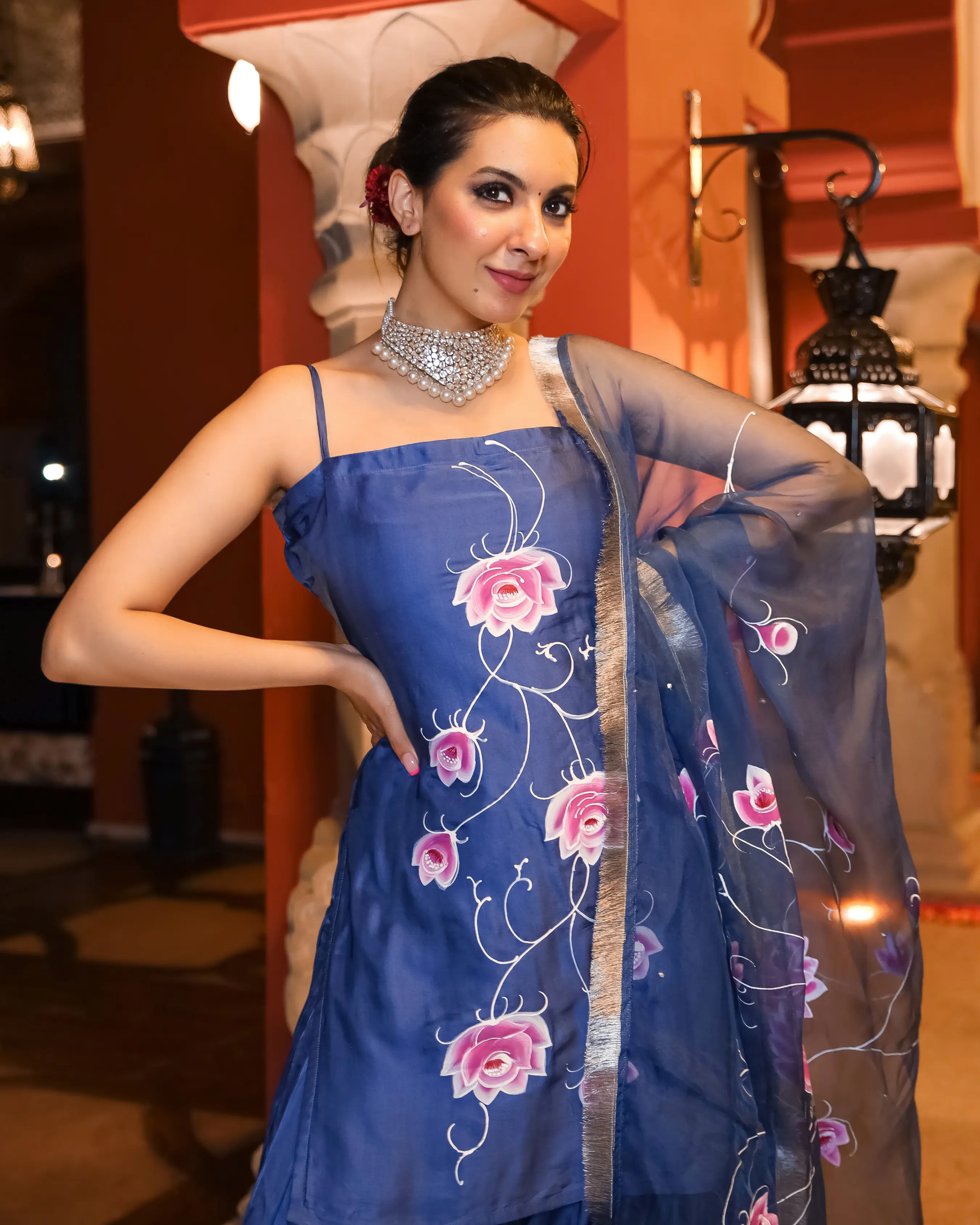 Blaze Crush Handpainted Gota Suit Set My Store