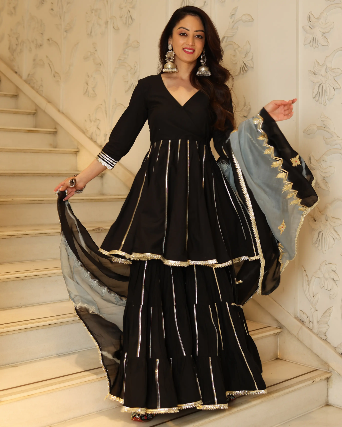 Polar Black Gotapatti Sharara Set My Store