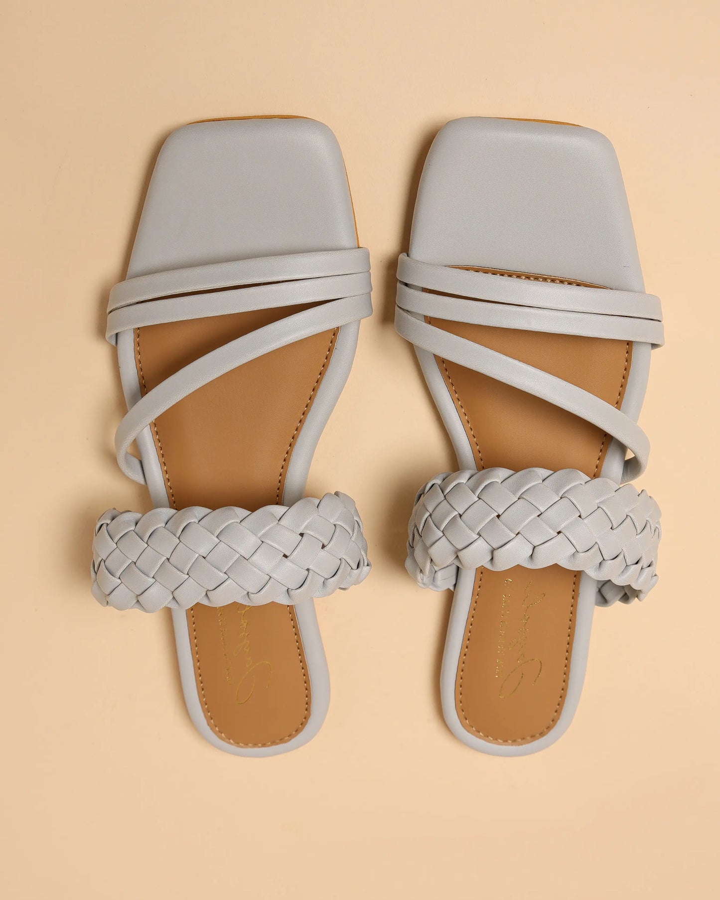 Sky Heart Open Toe Flats My Store