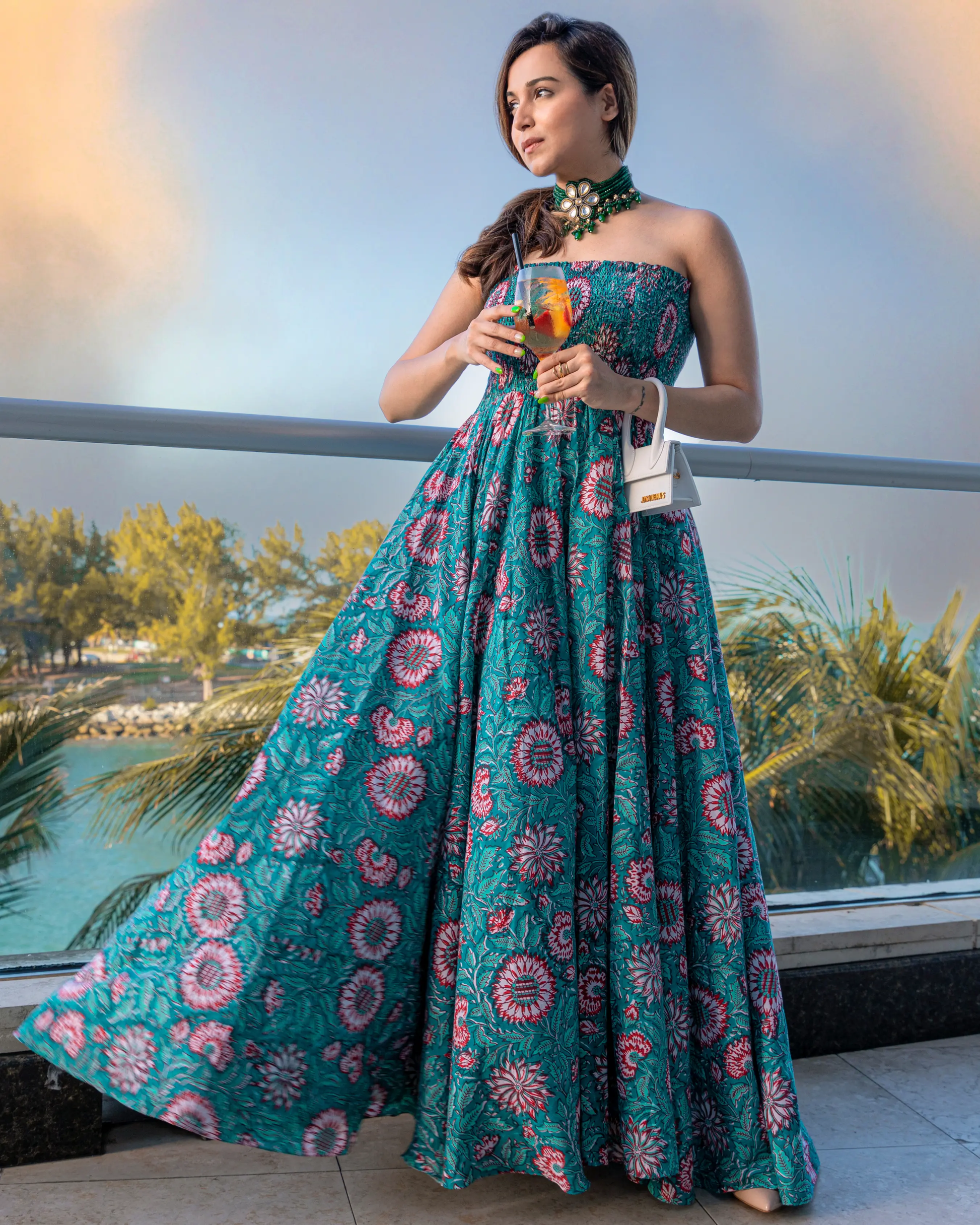 Basil Green Smocked Cotton Dress My Store