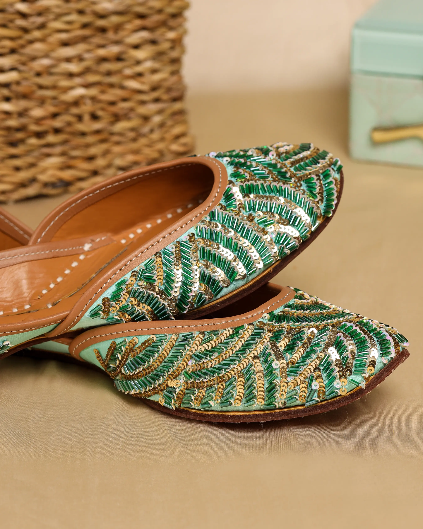 Old Green Handcrafted Jutti My Store