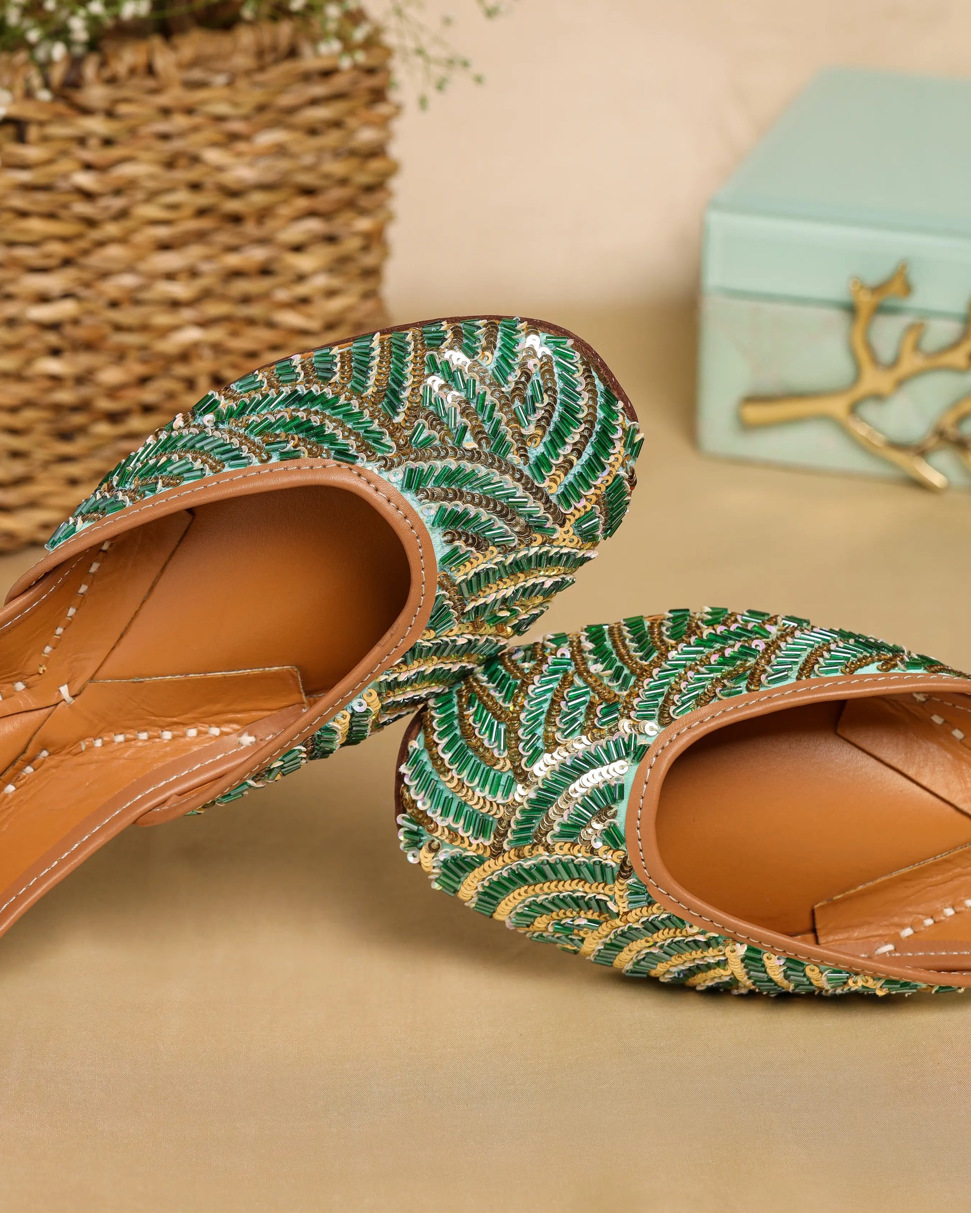 Old Green Handcrafted Jutti My Store