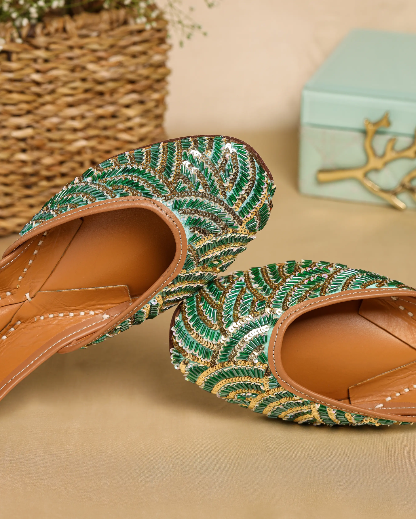 Old Green Handcrafted Jutti My Store