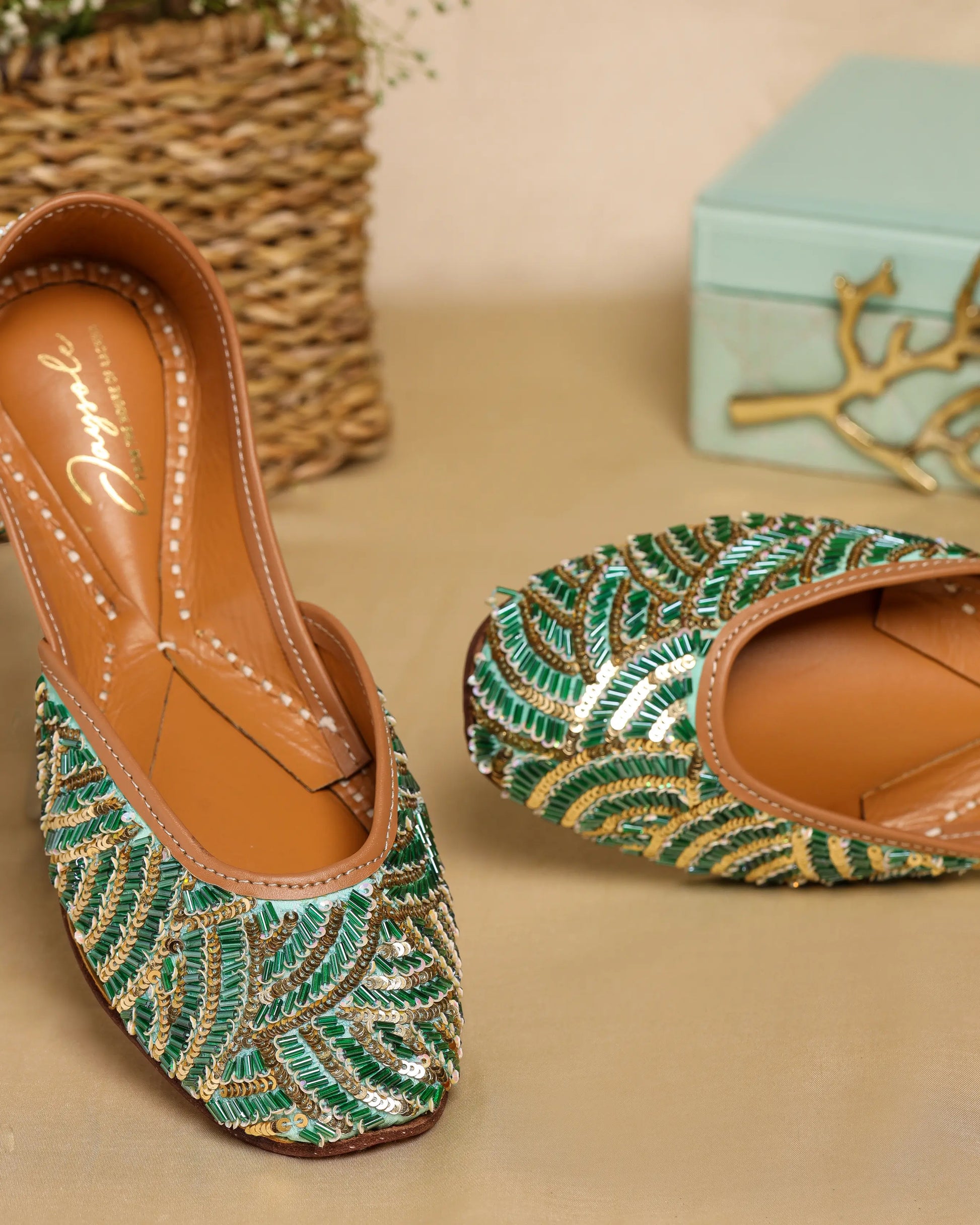 Old Green Handcrafted Jutti My Store