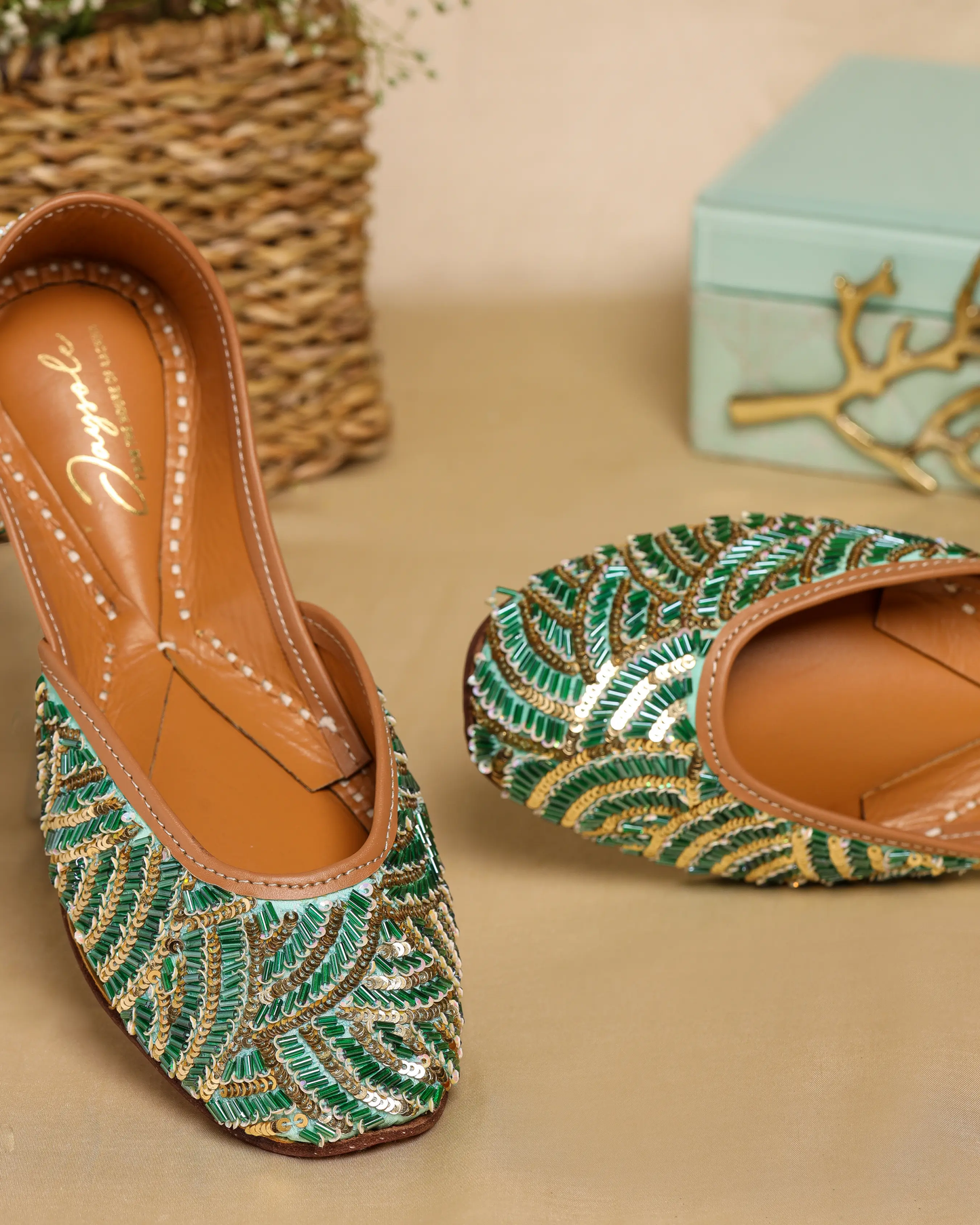 Old Green Handcrafted Jutti My Store