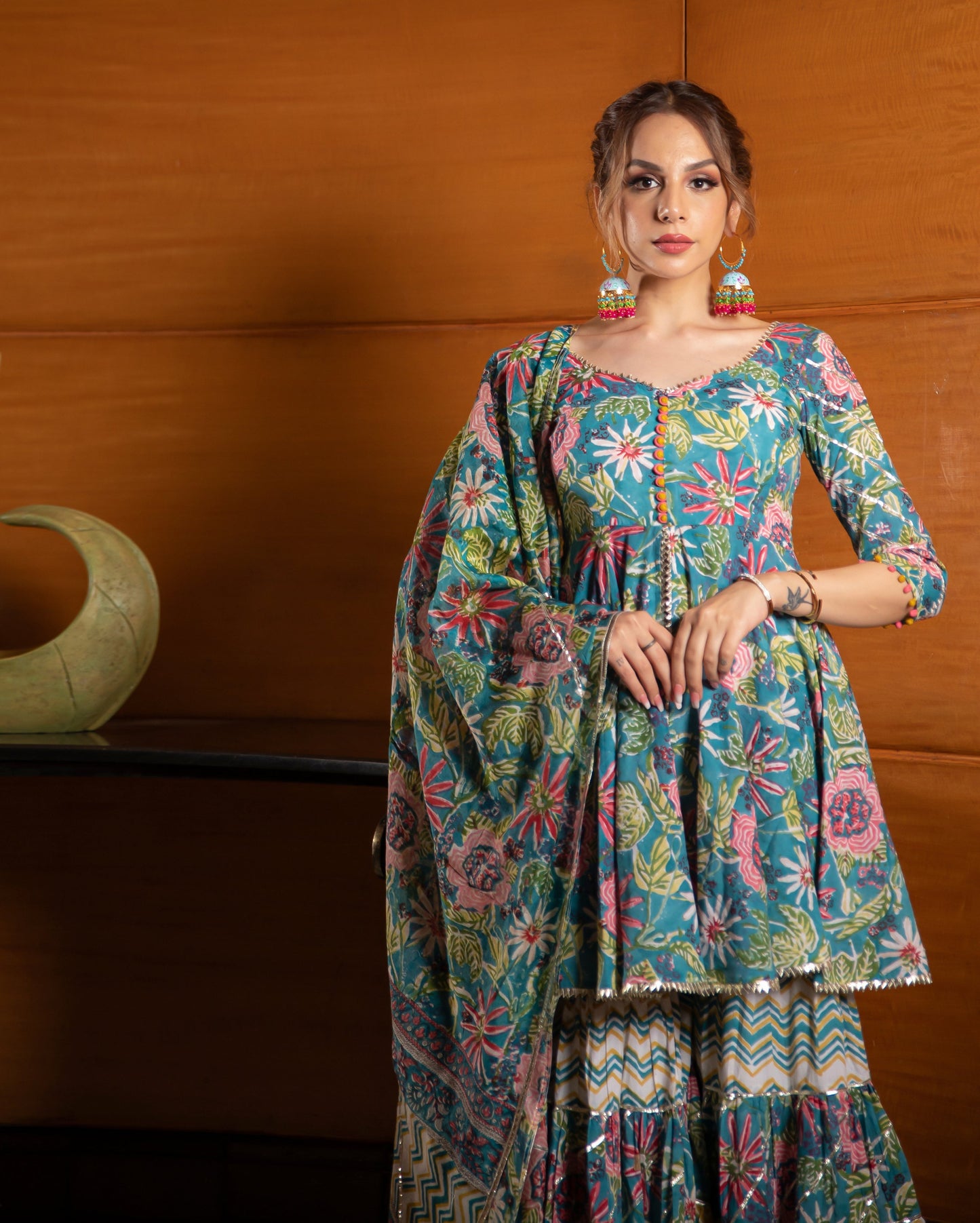 Flower Fairy Handblock Gota Sharara Set Quick Cart