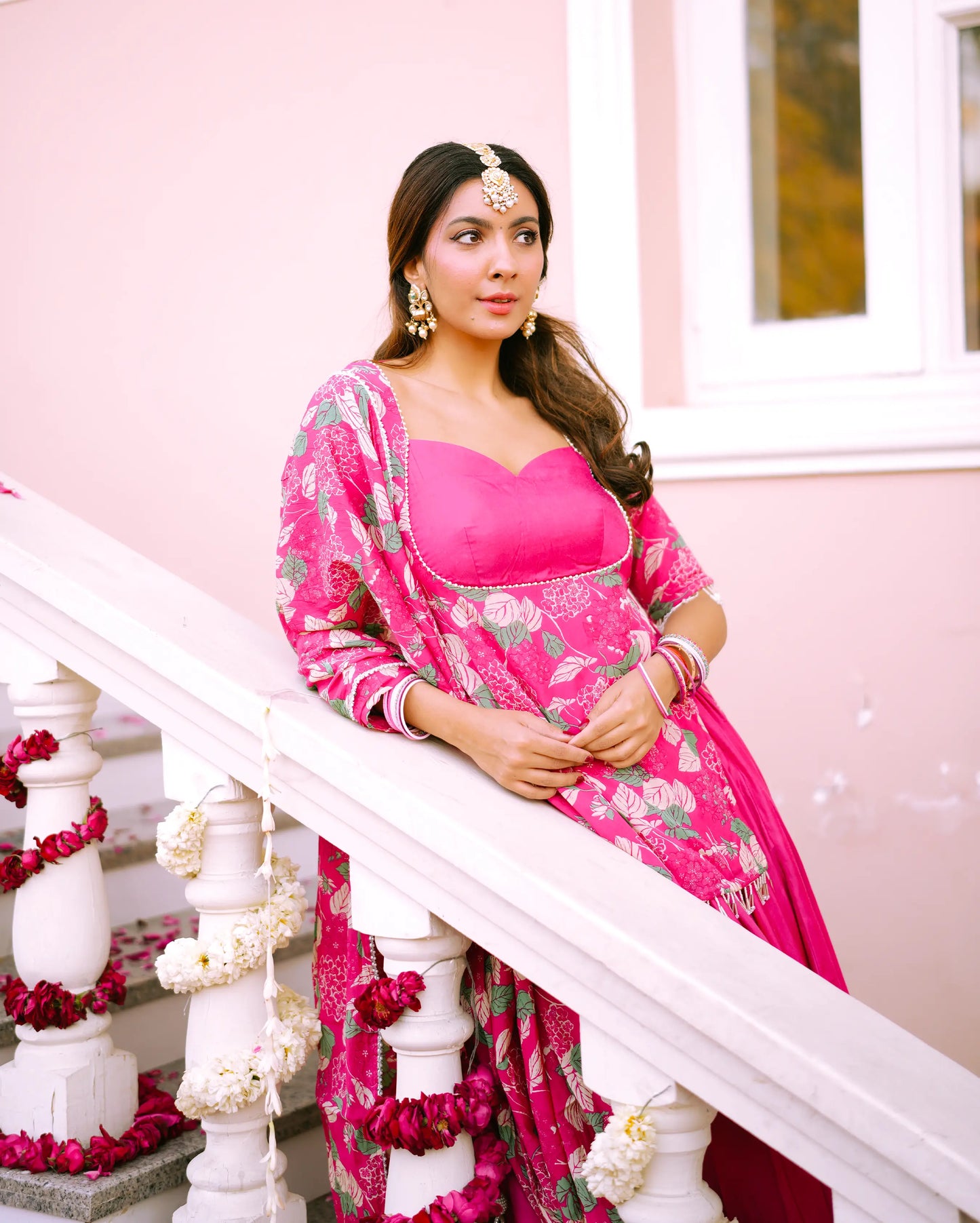 Malti Pink Printed Chinon Lehenga Set My Store