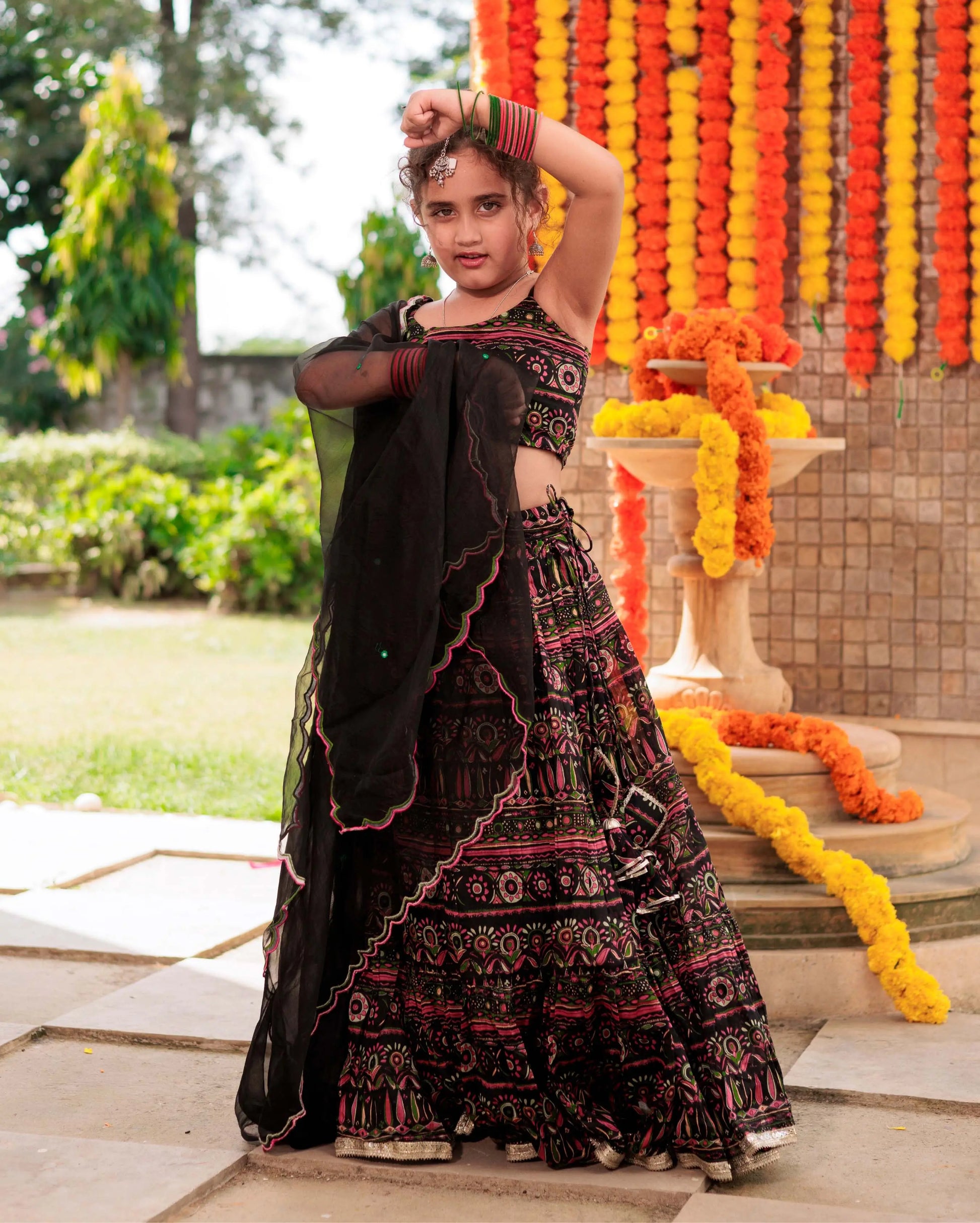 Noir Mystique Black Chanderi Lehenga Set My Store