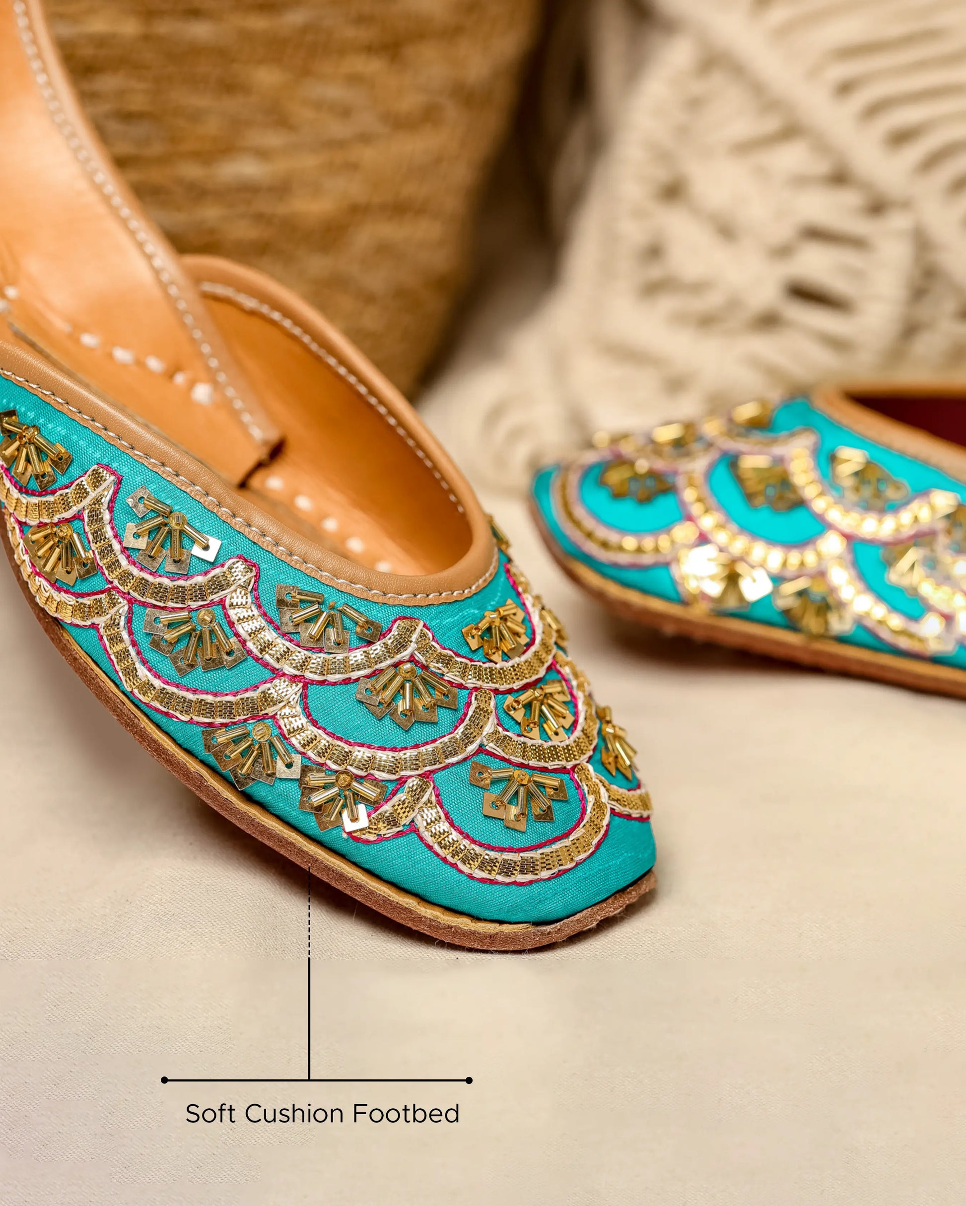 Cadet Blue Handcrafted Jutti My Store