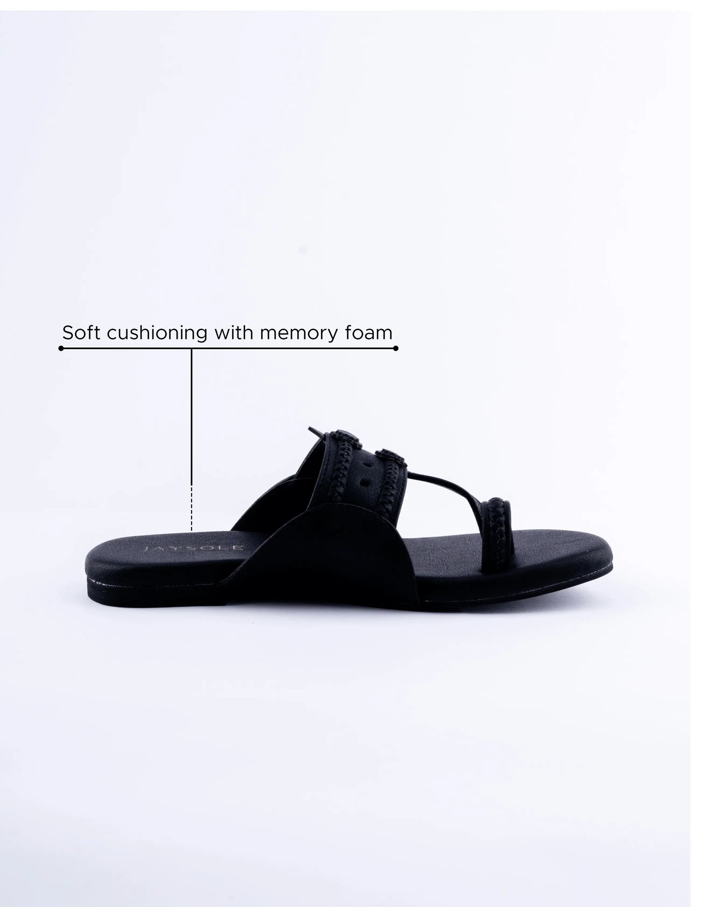 Melanie Black Solid Kolha Flats My Store