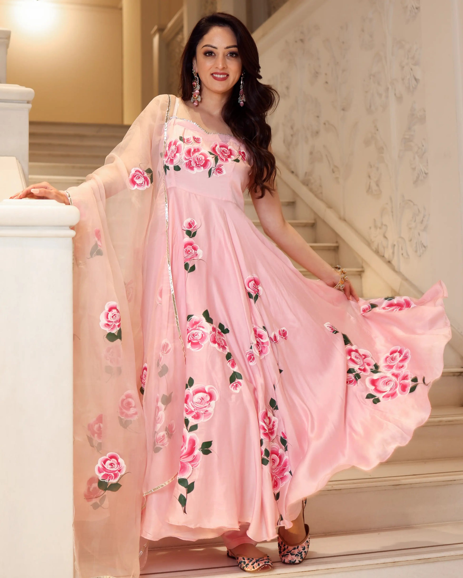 Pink Marble Handpainted Suit Set My Store