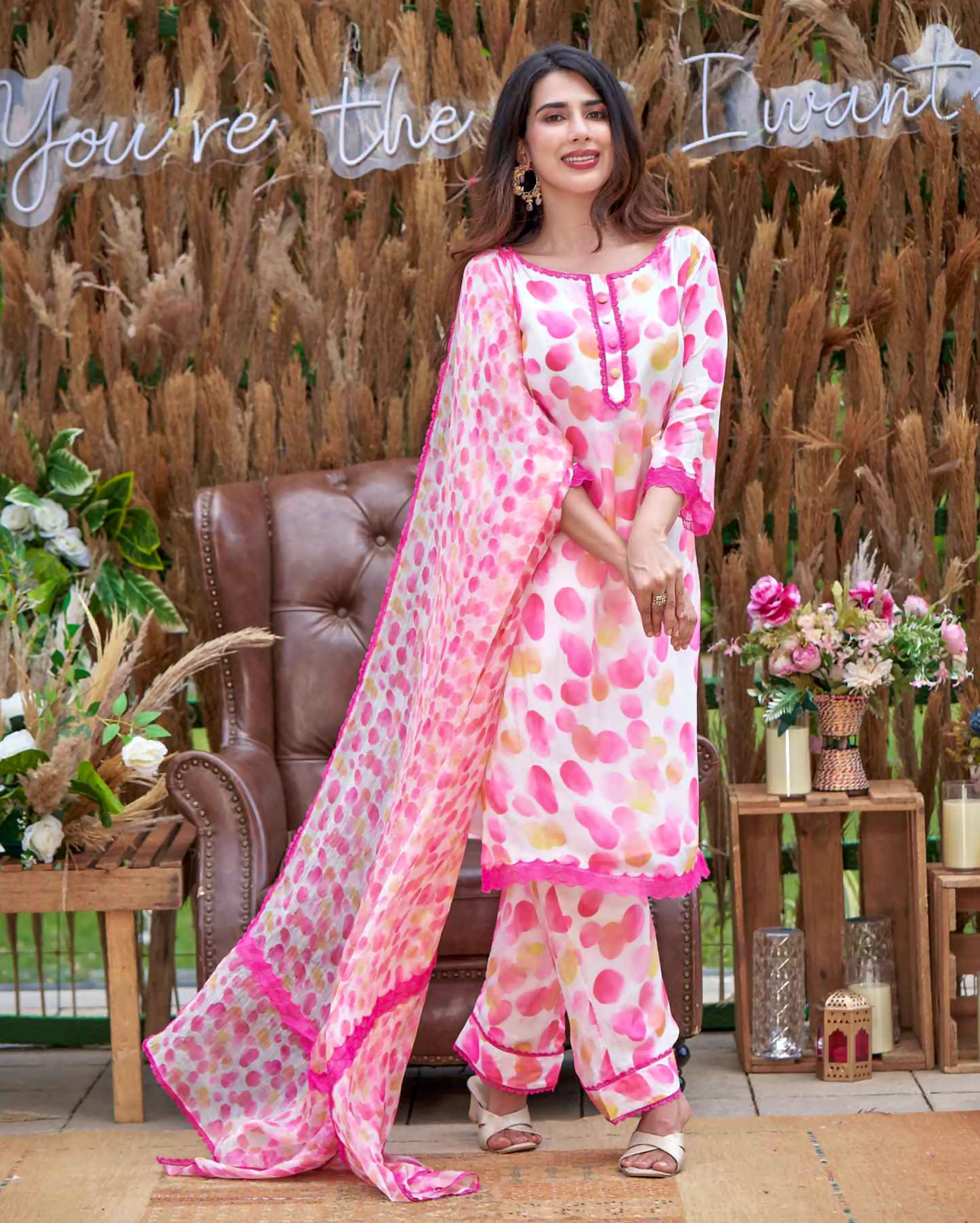 Riddhi White Printed Silk Suit Set My Store