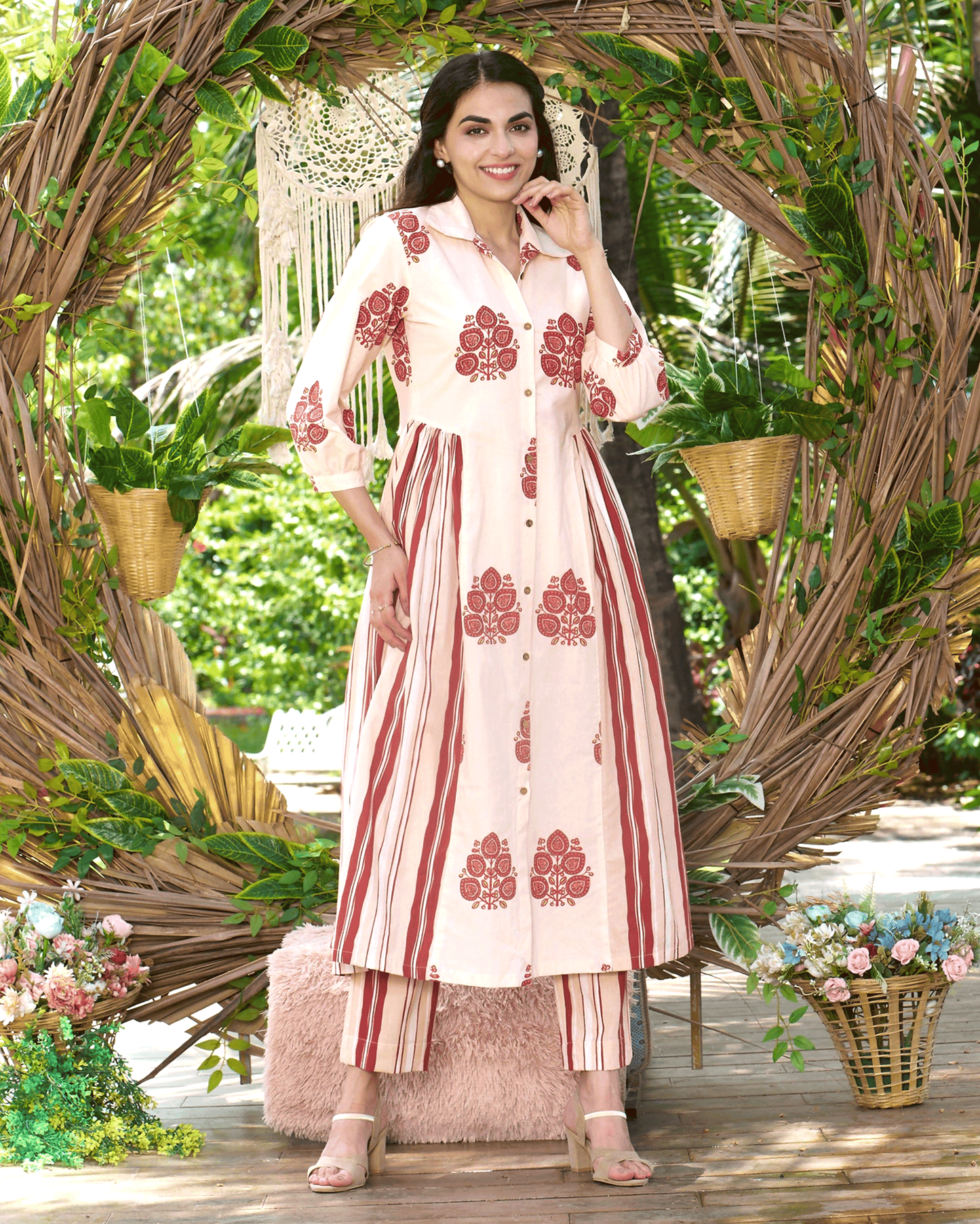 Noor Cream Printed Cotton Coord Set My Store