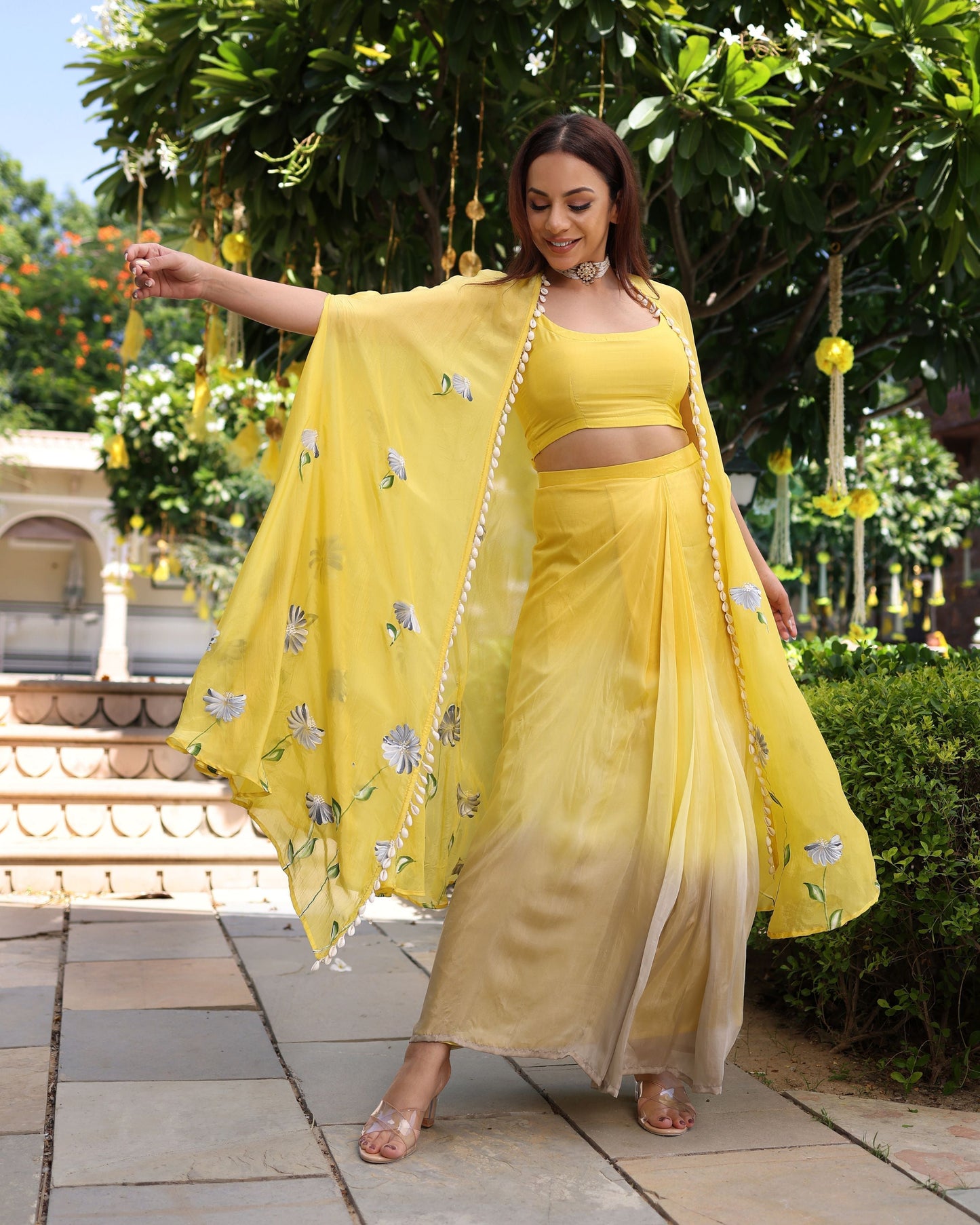Sagnika Yellow Ombre Silk Coord Set Quick Cart