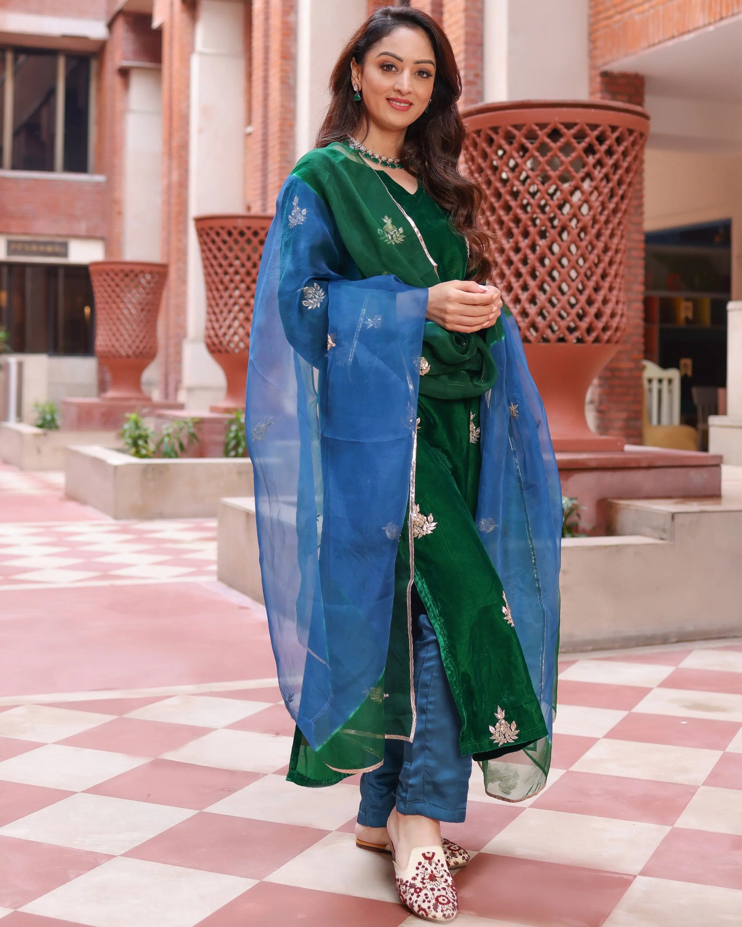 Classic Green Velvet Handcrafted Suit Set My Store