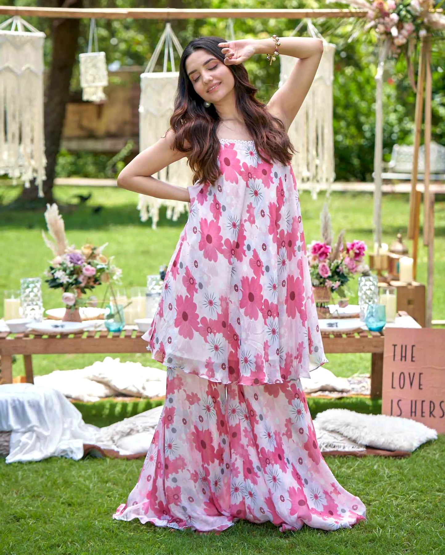 Nitara Rust Printed Silk Coord Set My Store