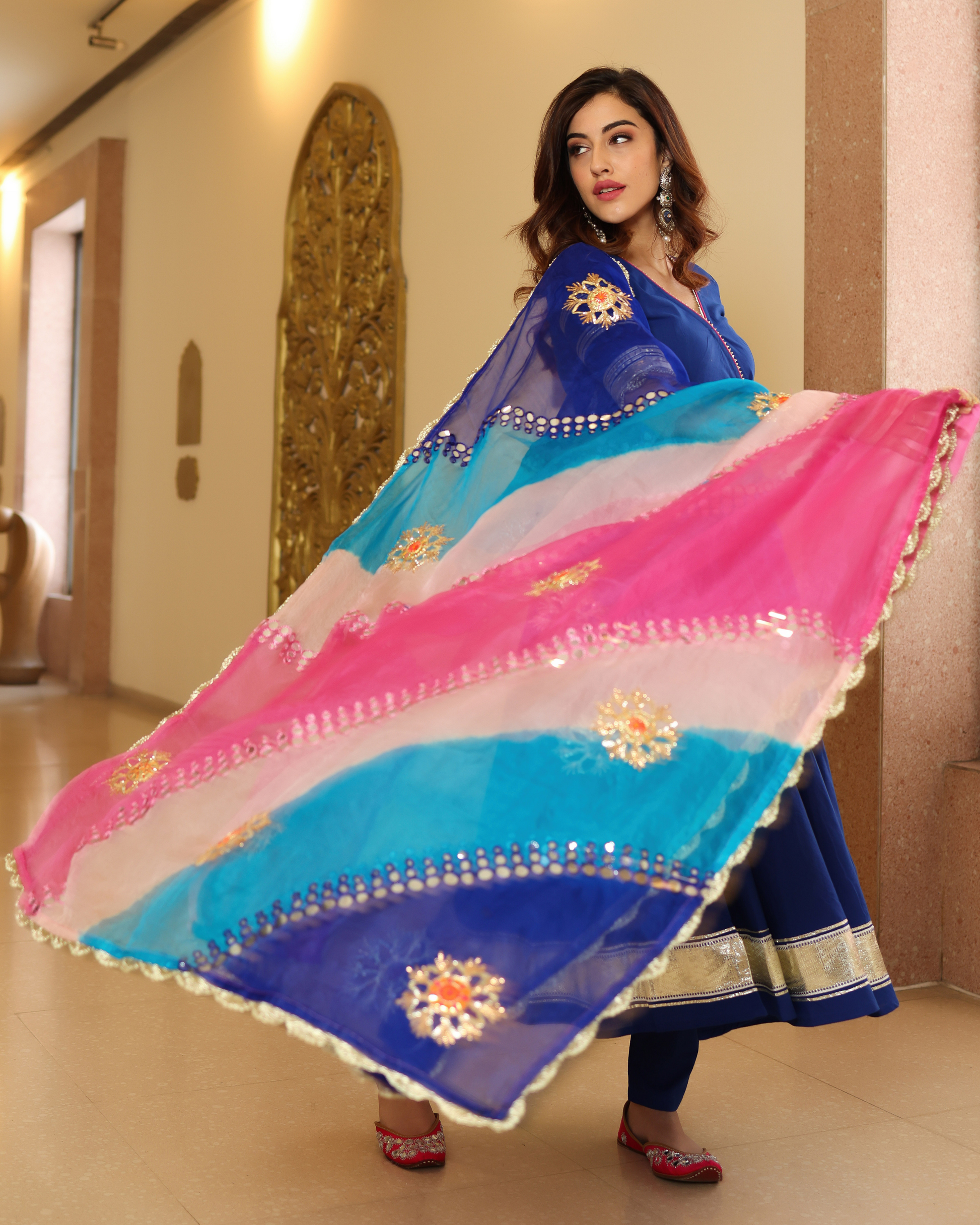 True Navy Gotapatti Anarkali Set Quick Cart