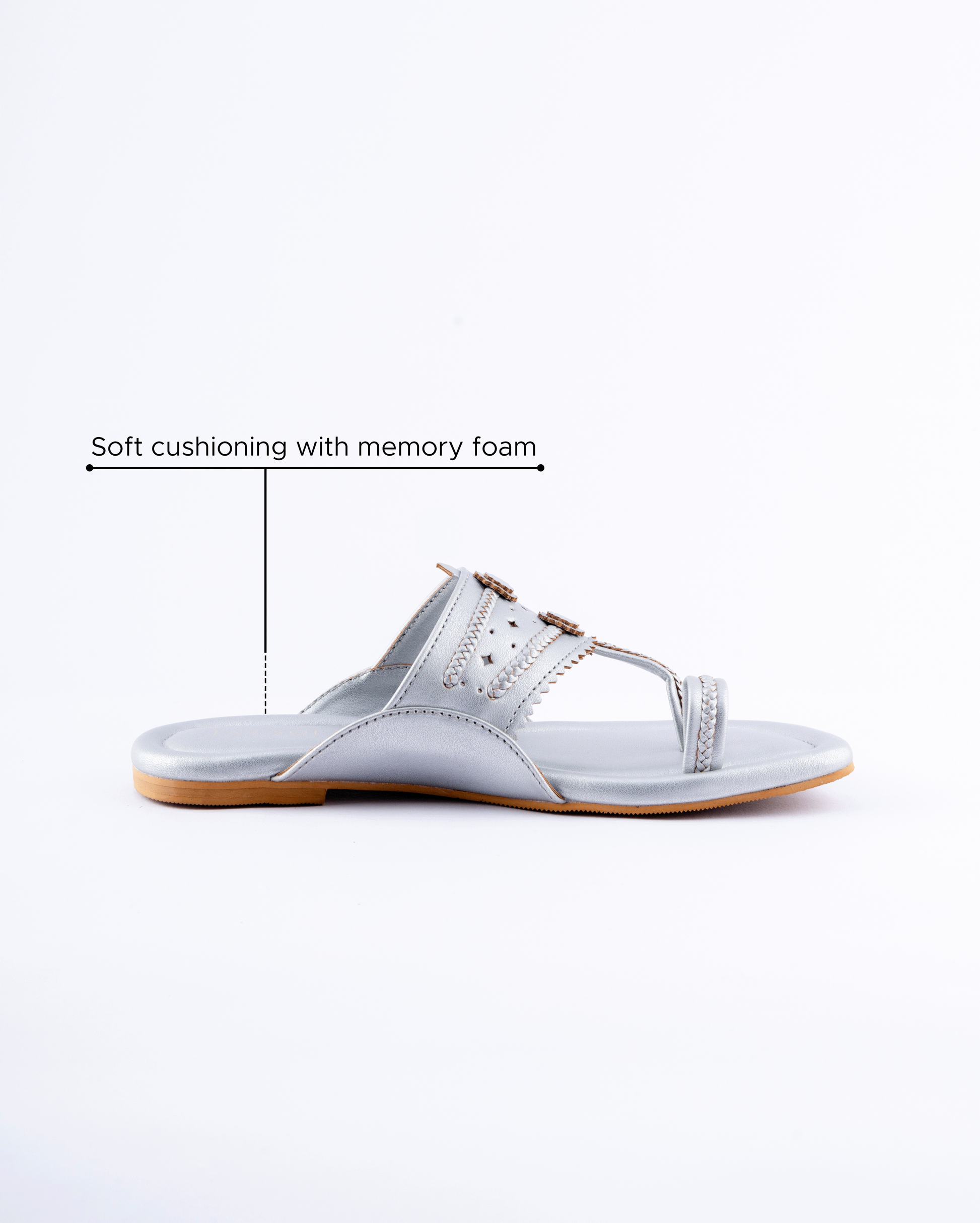 Silver Solid Kolha Flats My Store