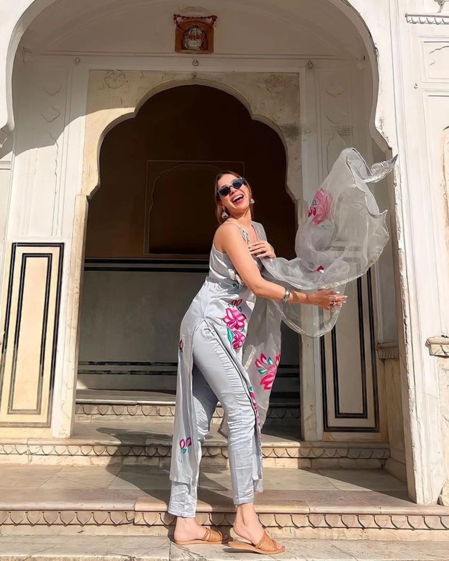 Arabic Grey Handpainted Suit Set My Store