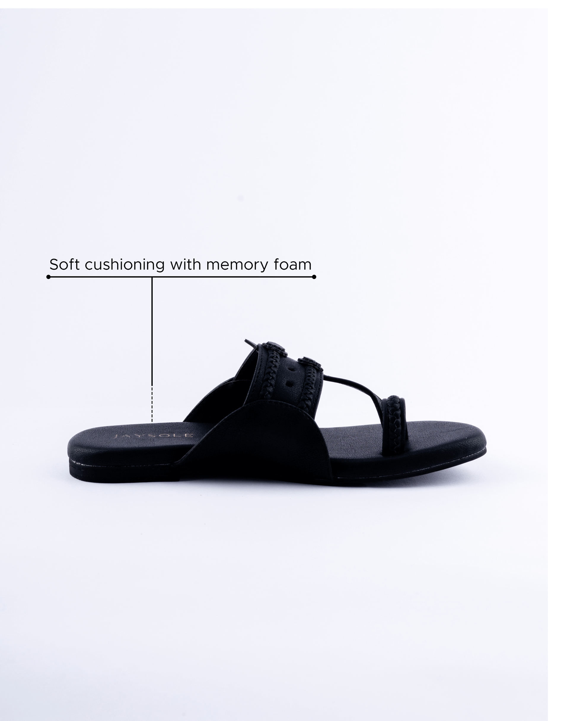 Melanie Black Solid Kolha Flats My Store