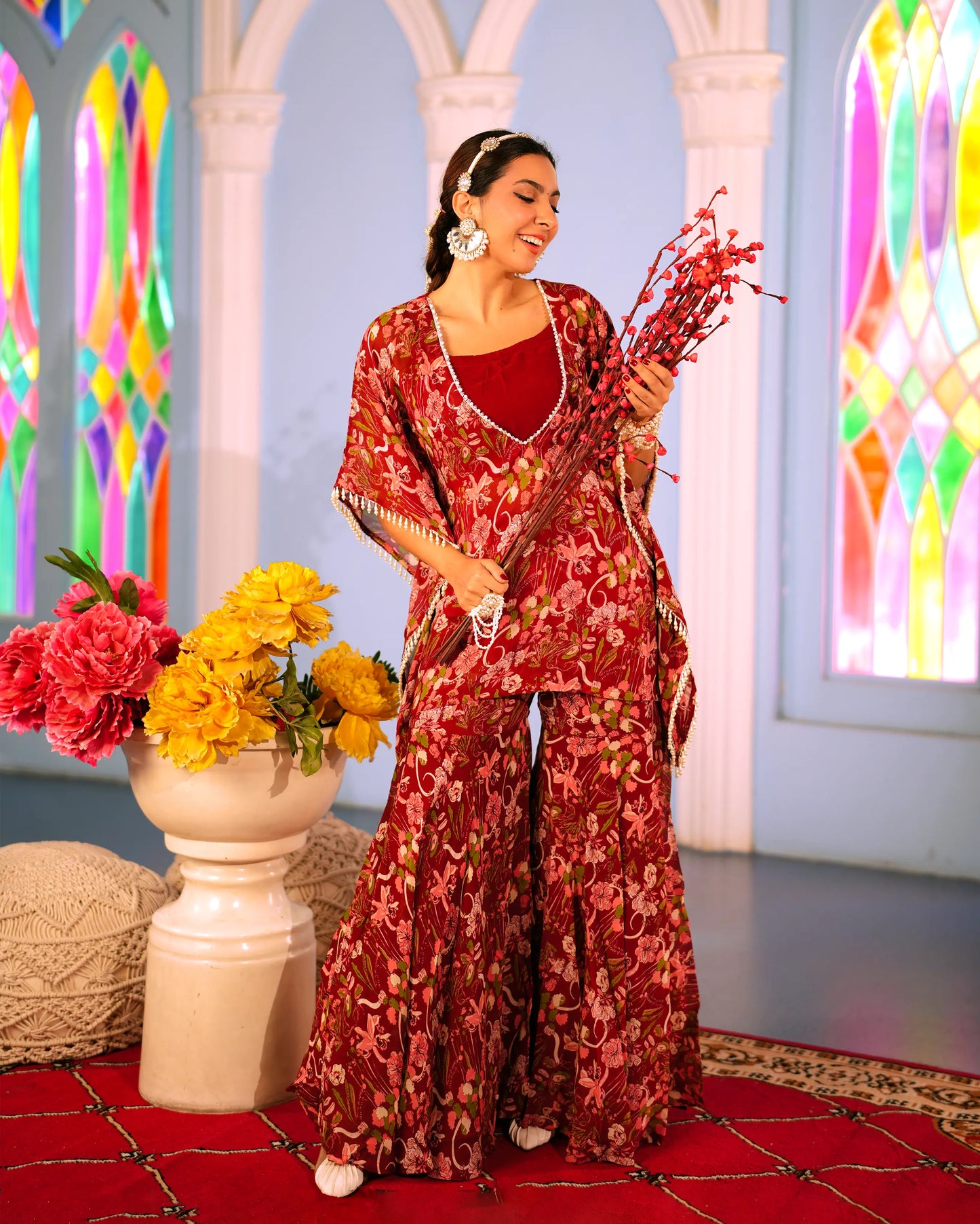 Surbhi Maroon Printed Georgette Coord set My Store