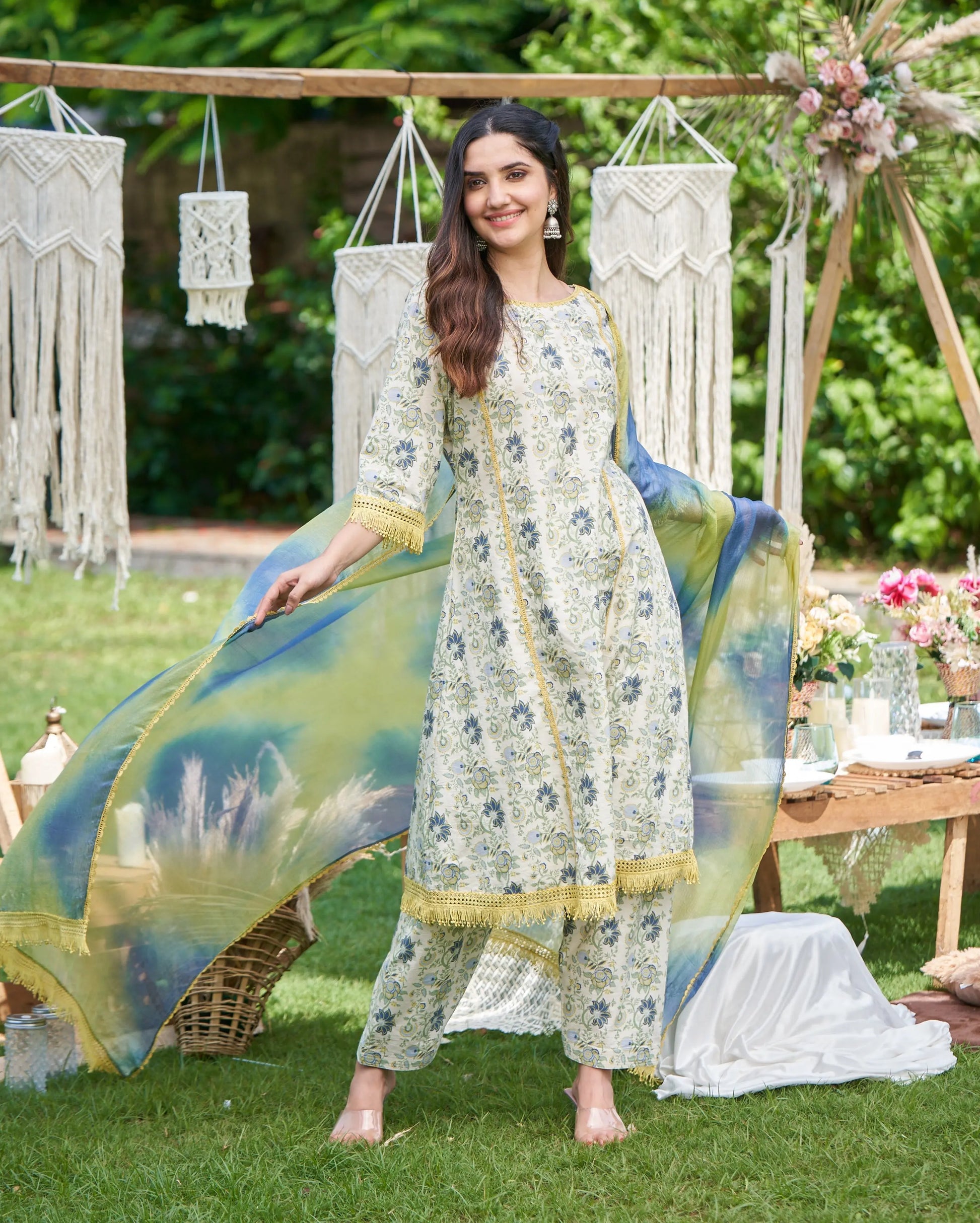Dityaa Mint Printed Cotton Suit Set My Store