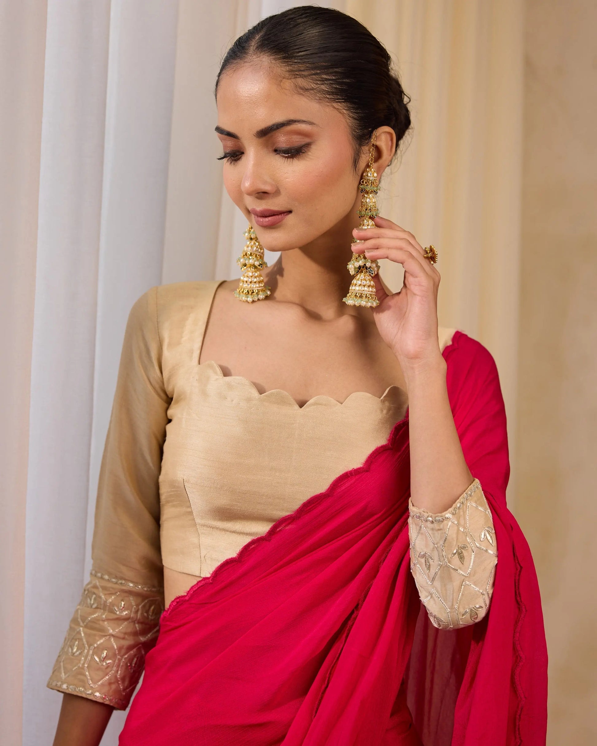 Ivory Charm Beige Silk Gotapatti Blouse My Store