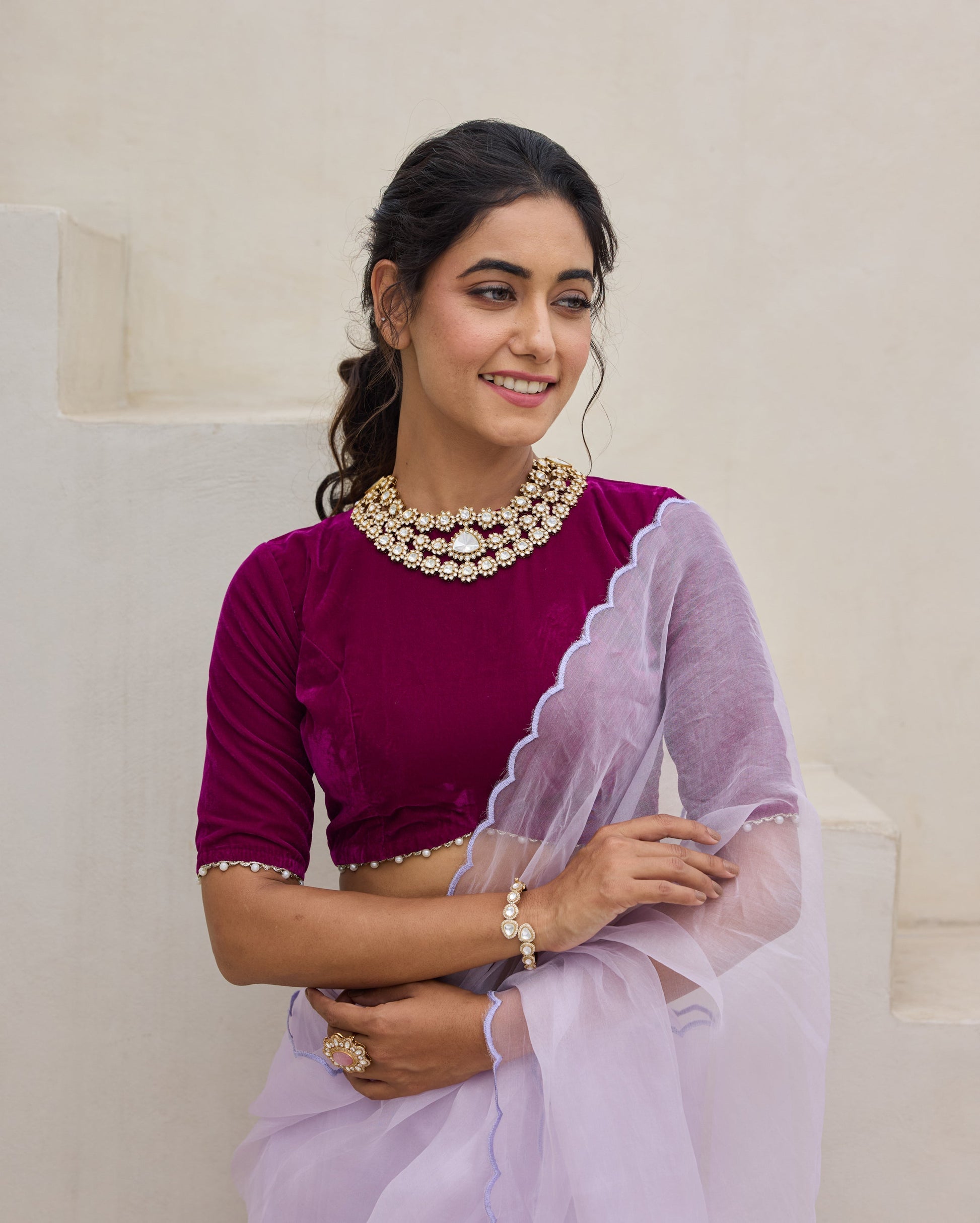 Silken Romance Purple Velvet Blouse My Store