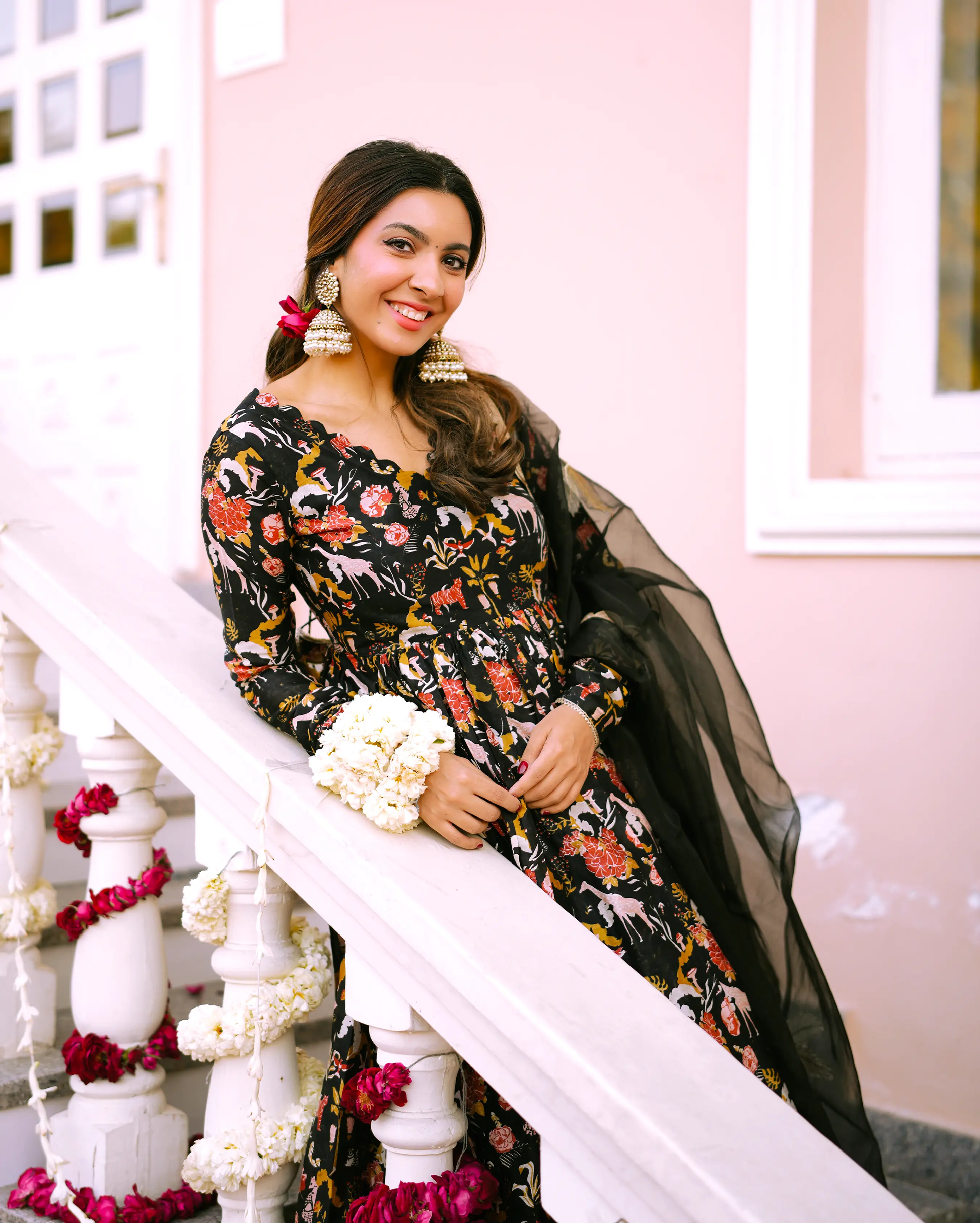 Nalini Black Printed Chanderi Suit Set My Store