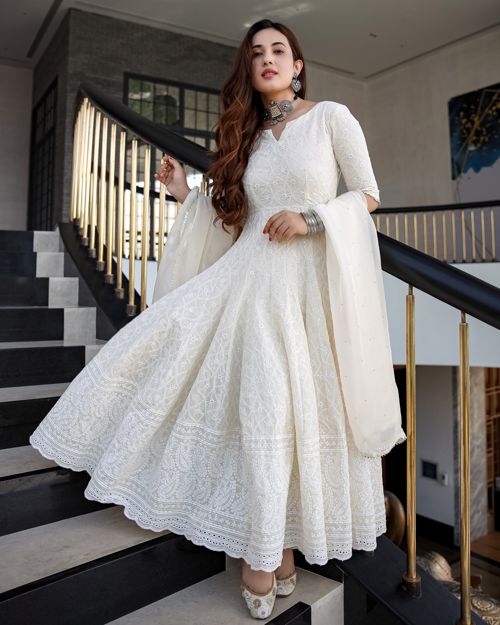 Pearl Ivory Anarkali Set Quick Cart